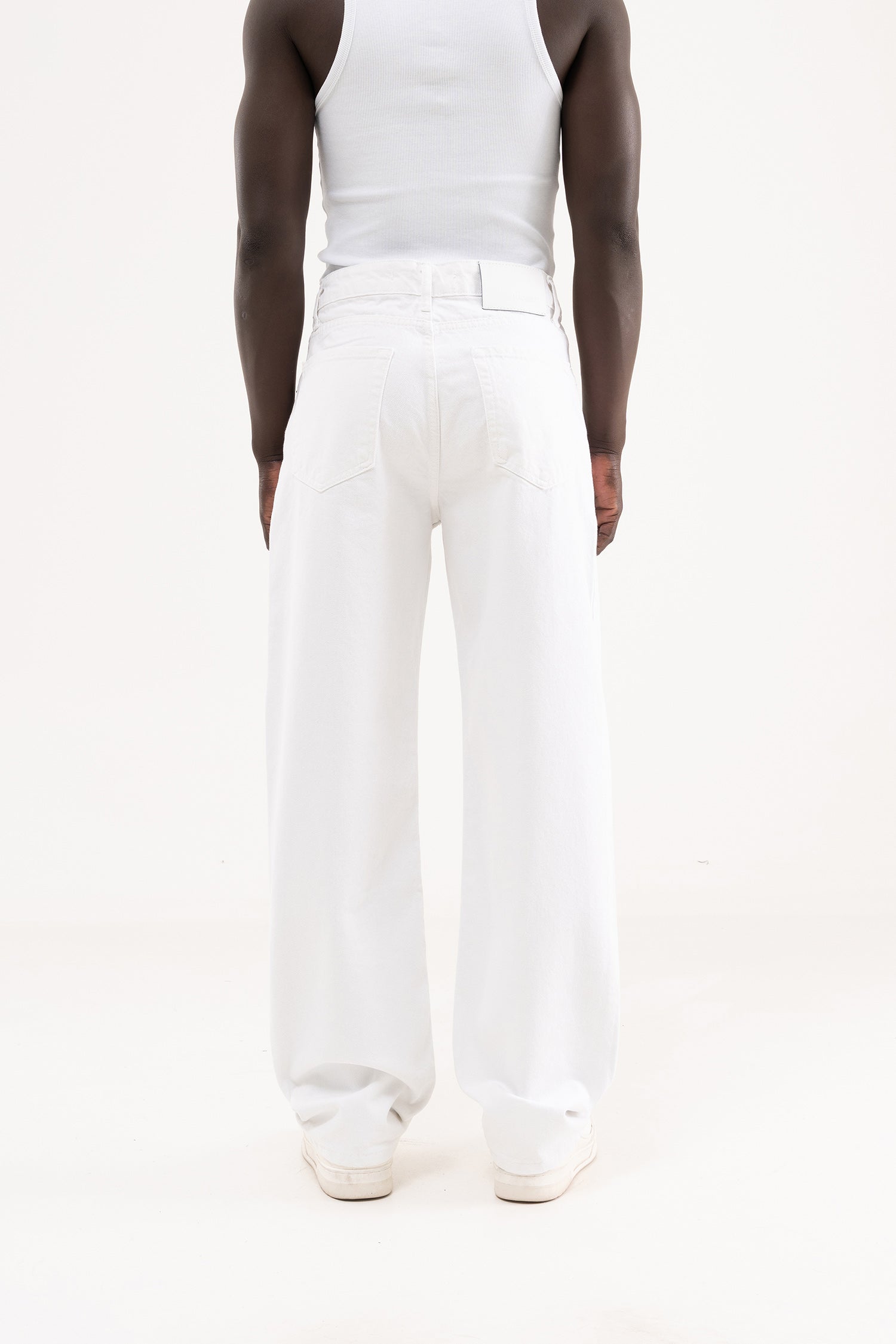 Erkek Baggy Fit Jean Pantolon Beyaz-4