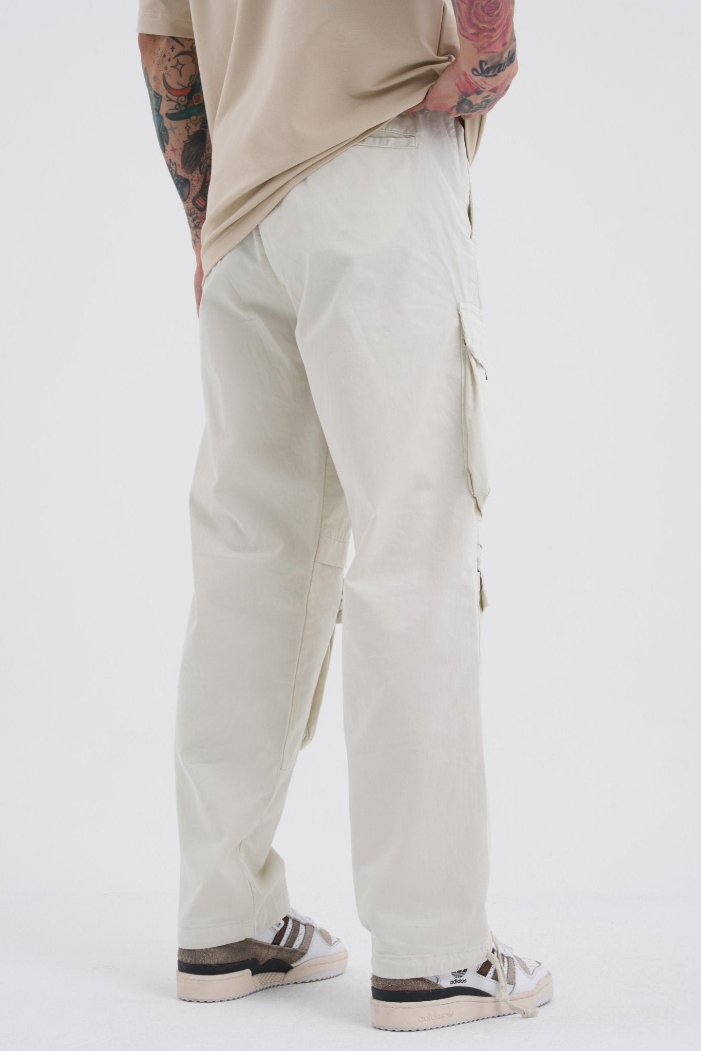 Erkek Baggy Kargo Jean Pantolon Açık Taş