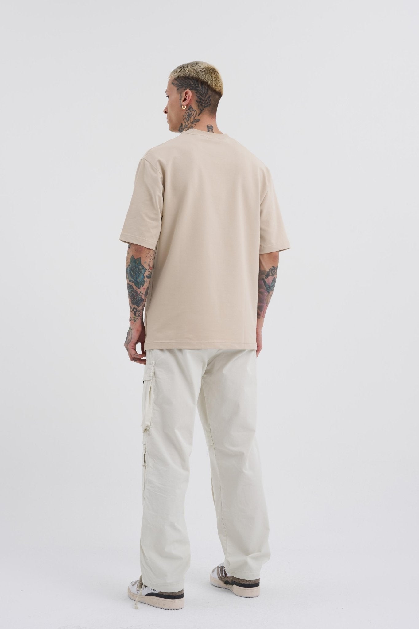 Erkek Baggy Kargo Jean Pantolon Açık Taş