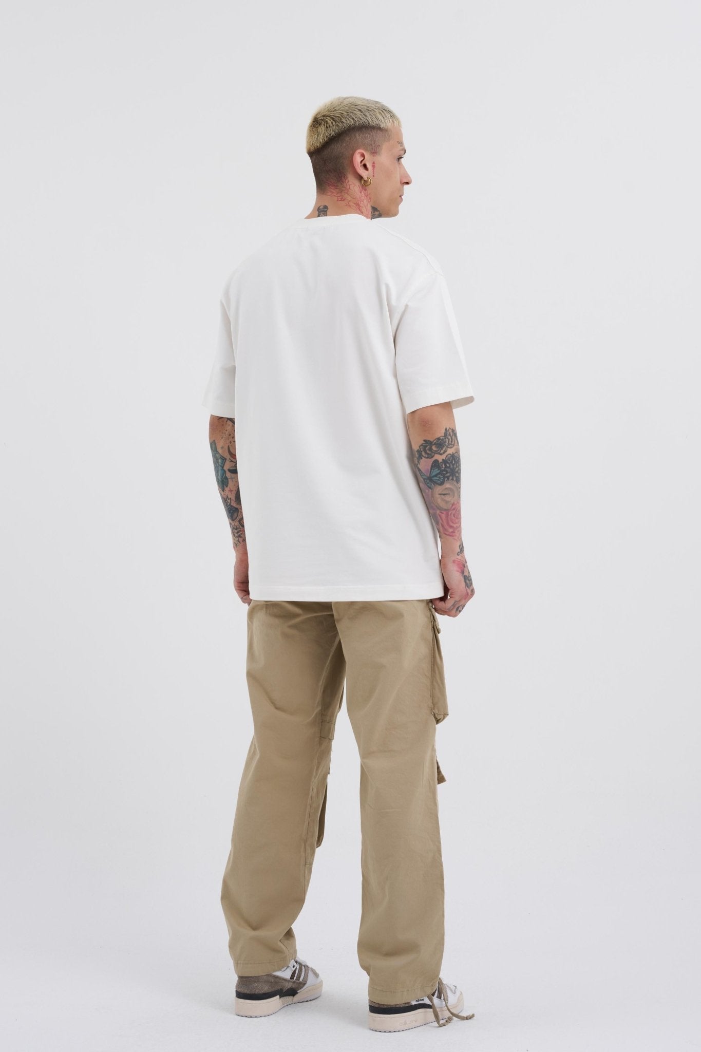Erkek Baggy Kargo Jean Pantolon Bej