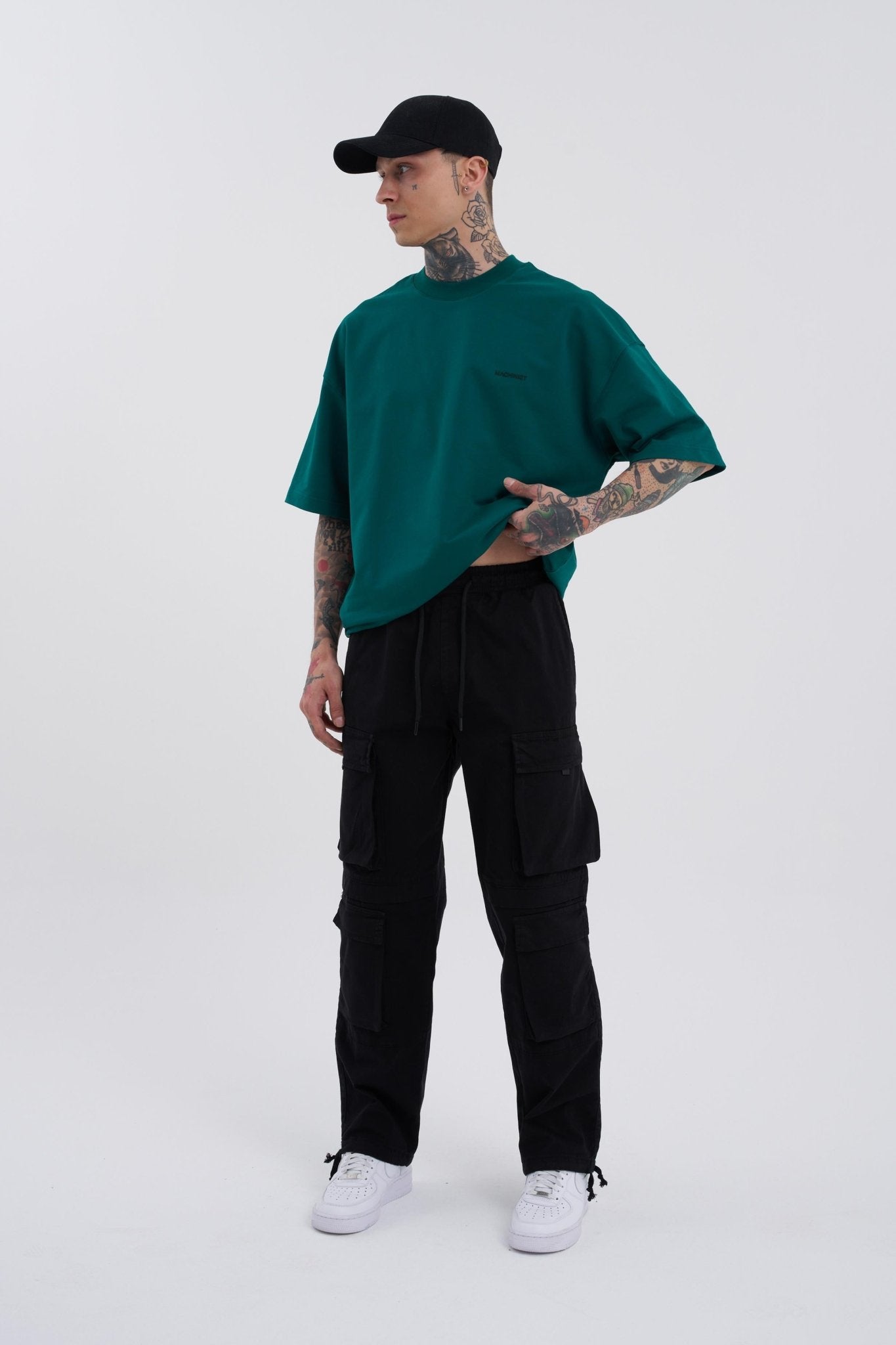 Erkek Baggy Kargo Jean Pantolon Siyah
