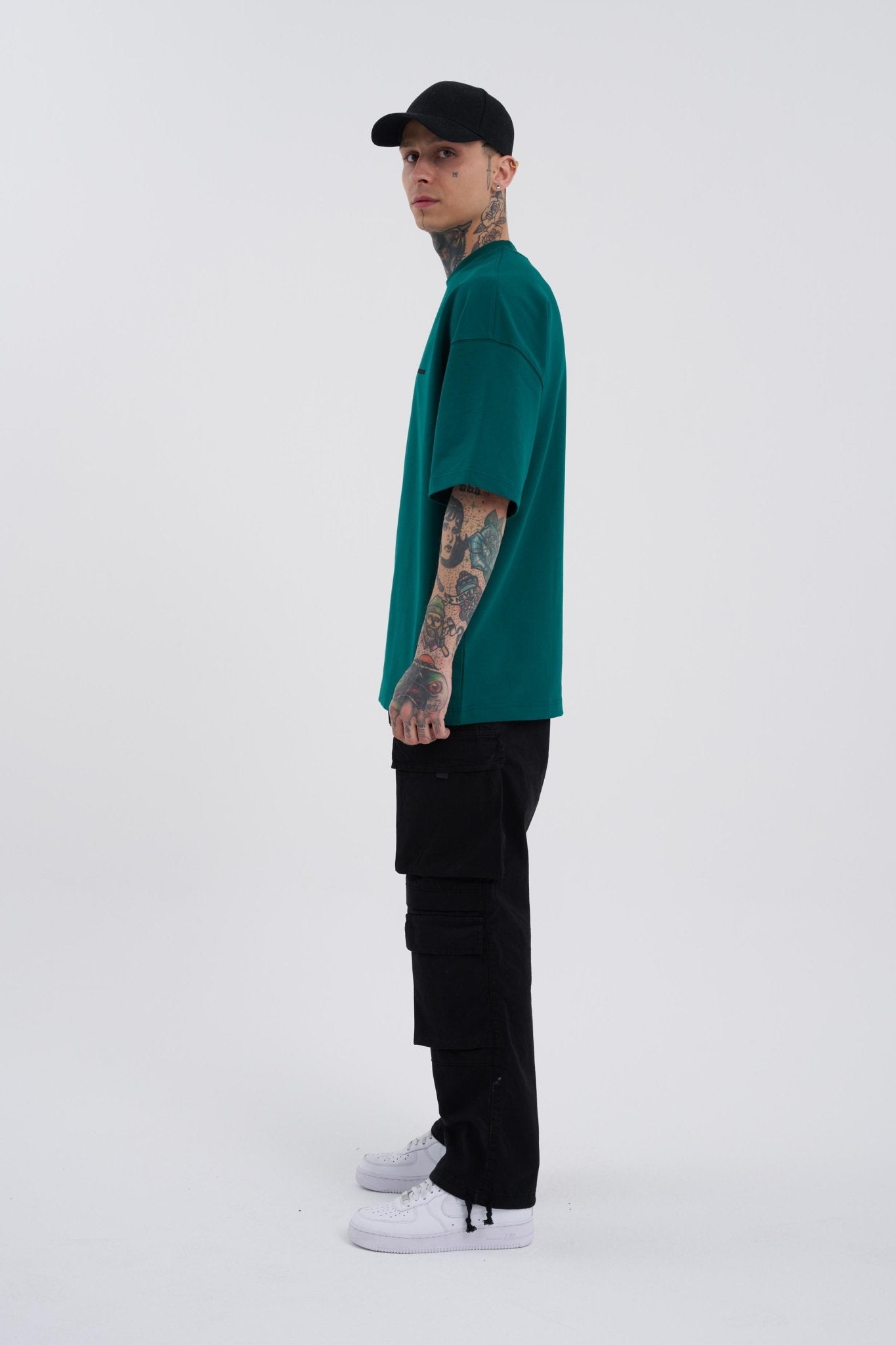 Erkek Baggy Kargo Jean Pantolon Siyah