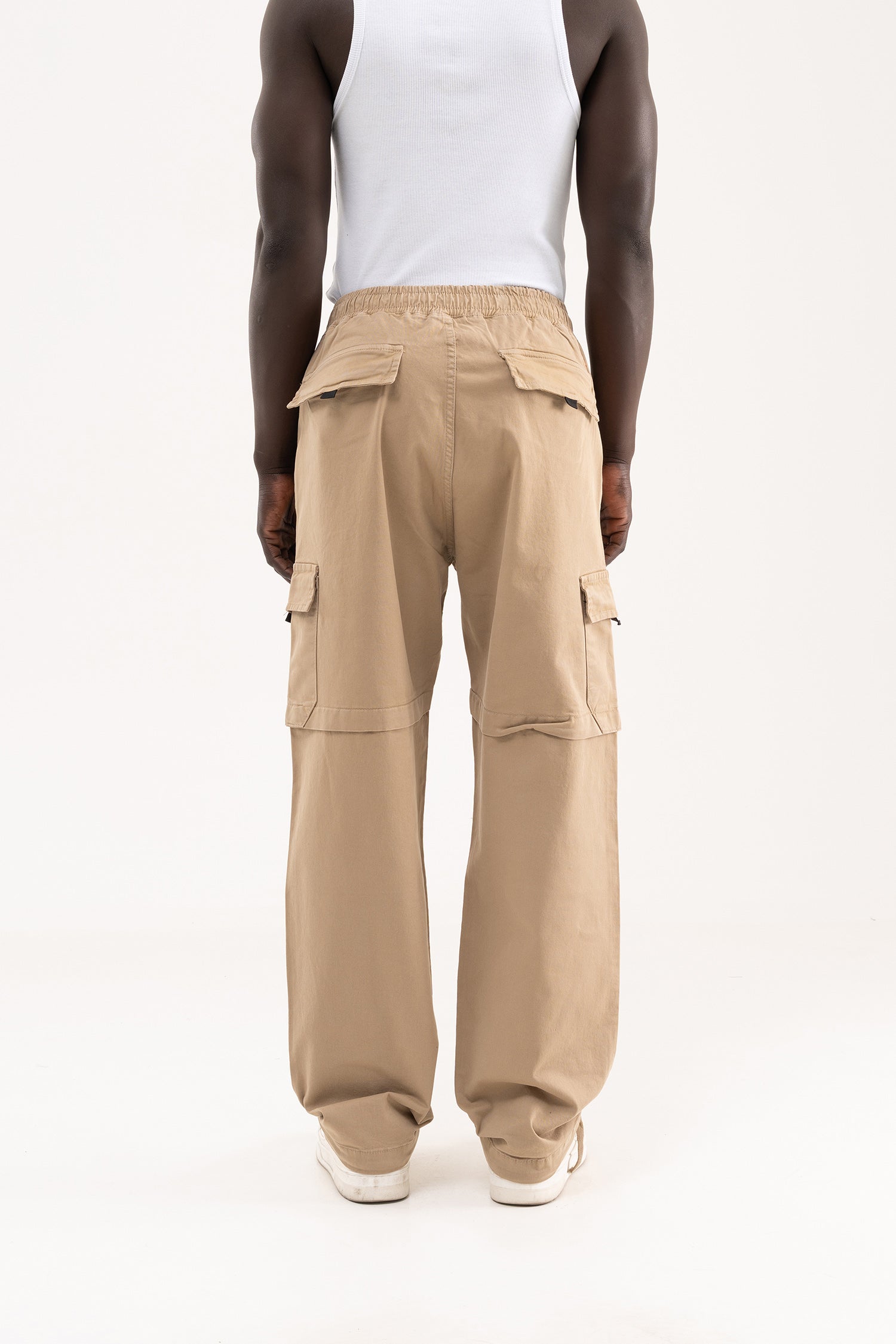 Erkek Baggy Kargo Pantolon Bej-3