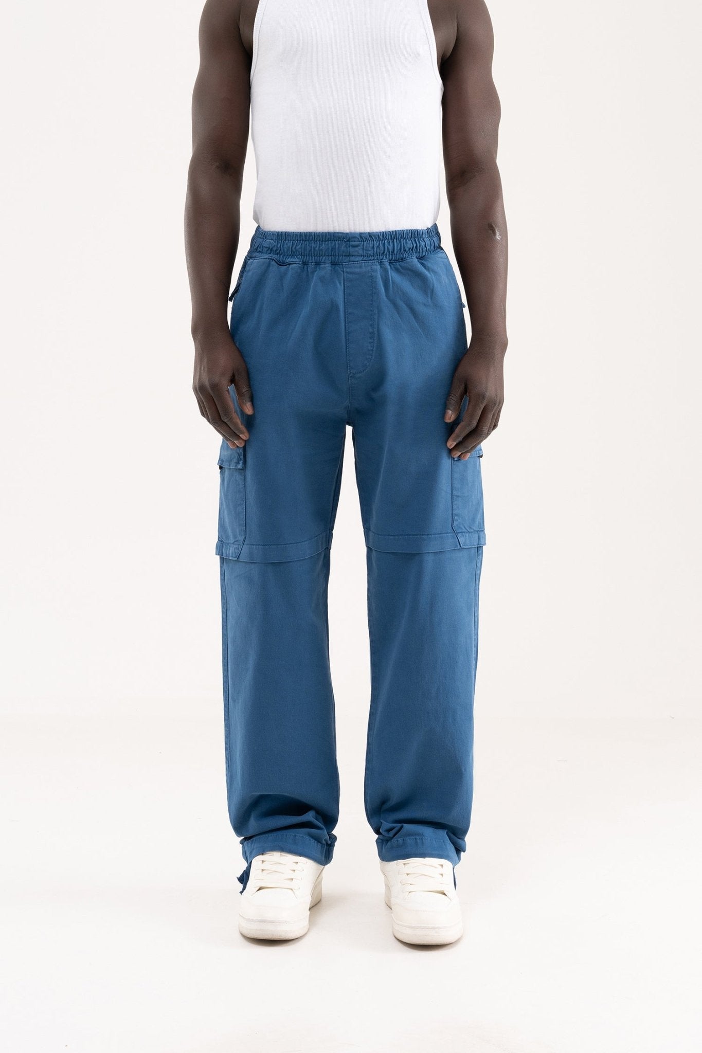 Erkek Baggy Kargo Pantolon Saks Mavi