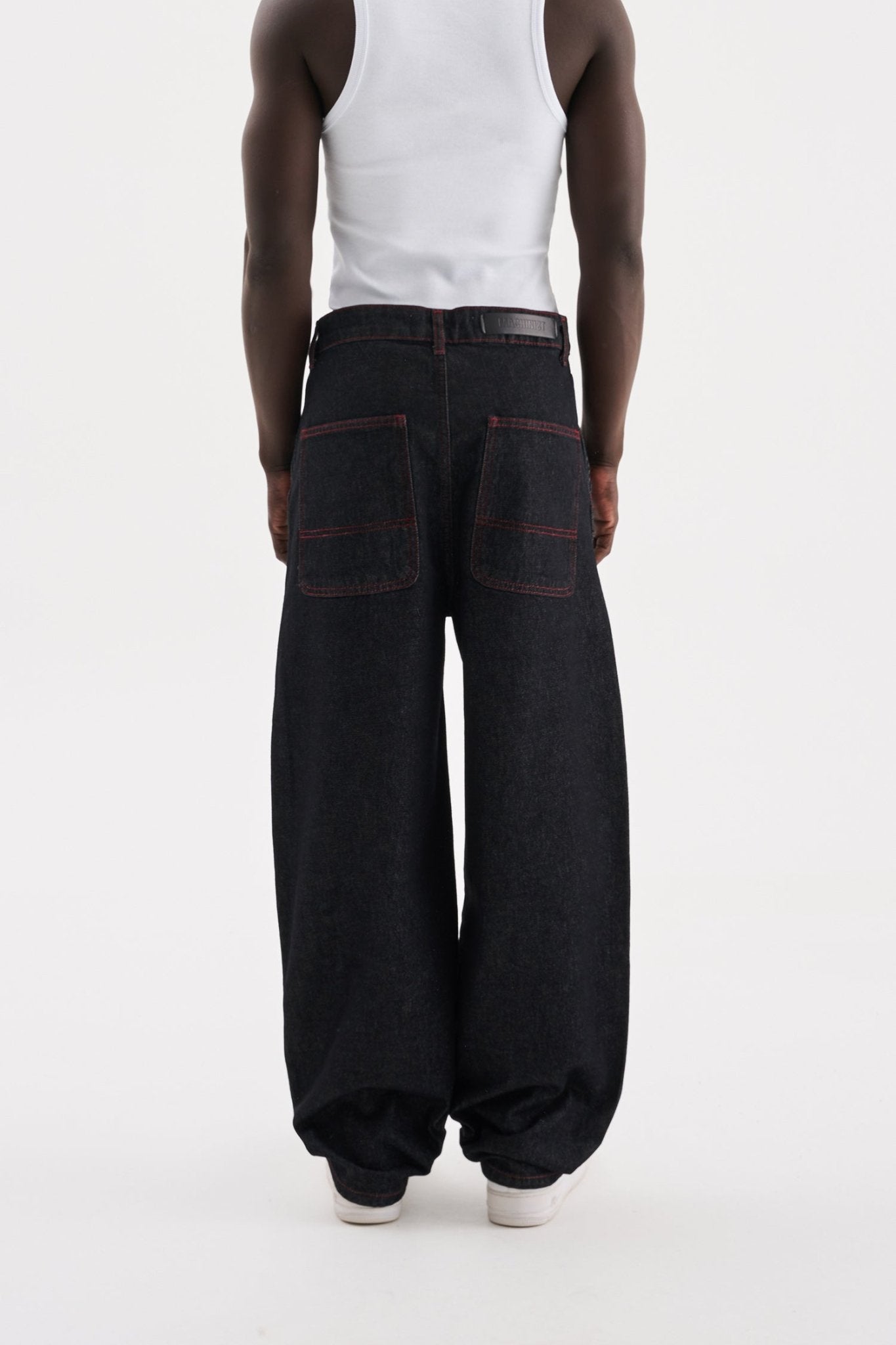 Erkek Basic Baloon Fit Baggy Jean Pantolon Açık Siyah
