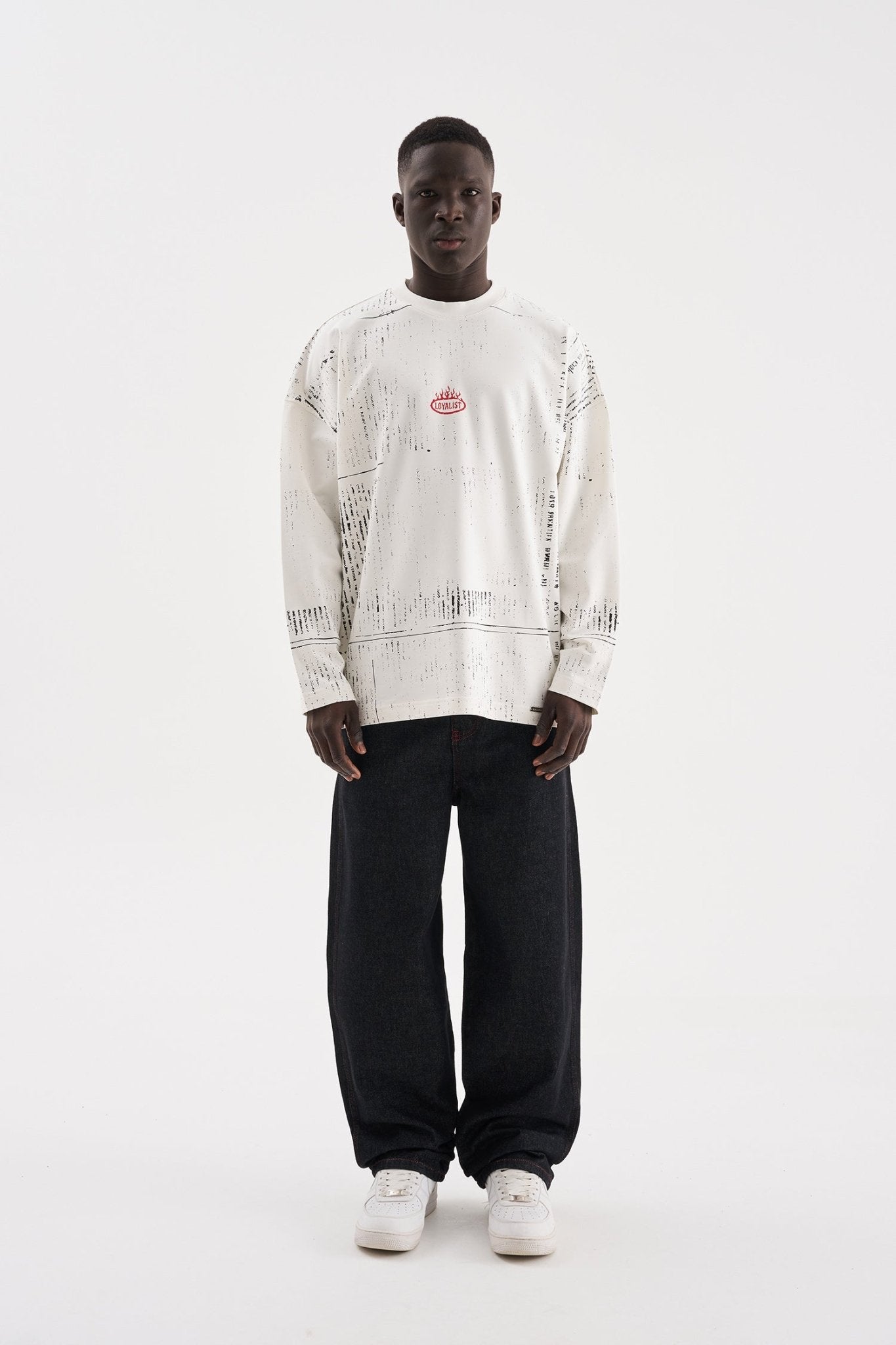 Erkek Basic Baloon Fit Baggy Jean Pantolon Açık Siyah