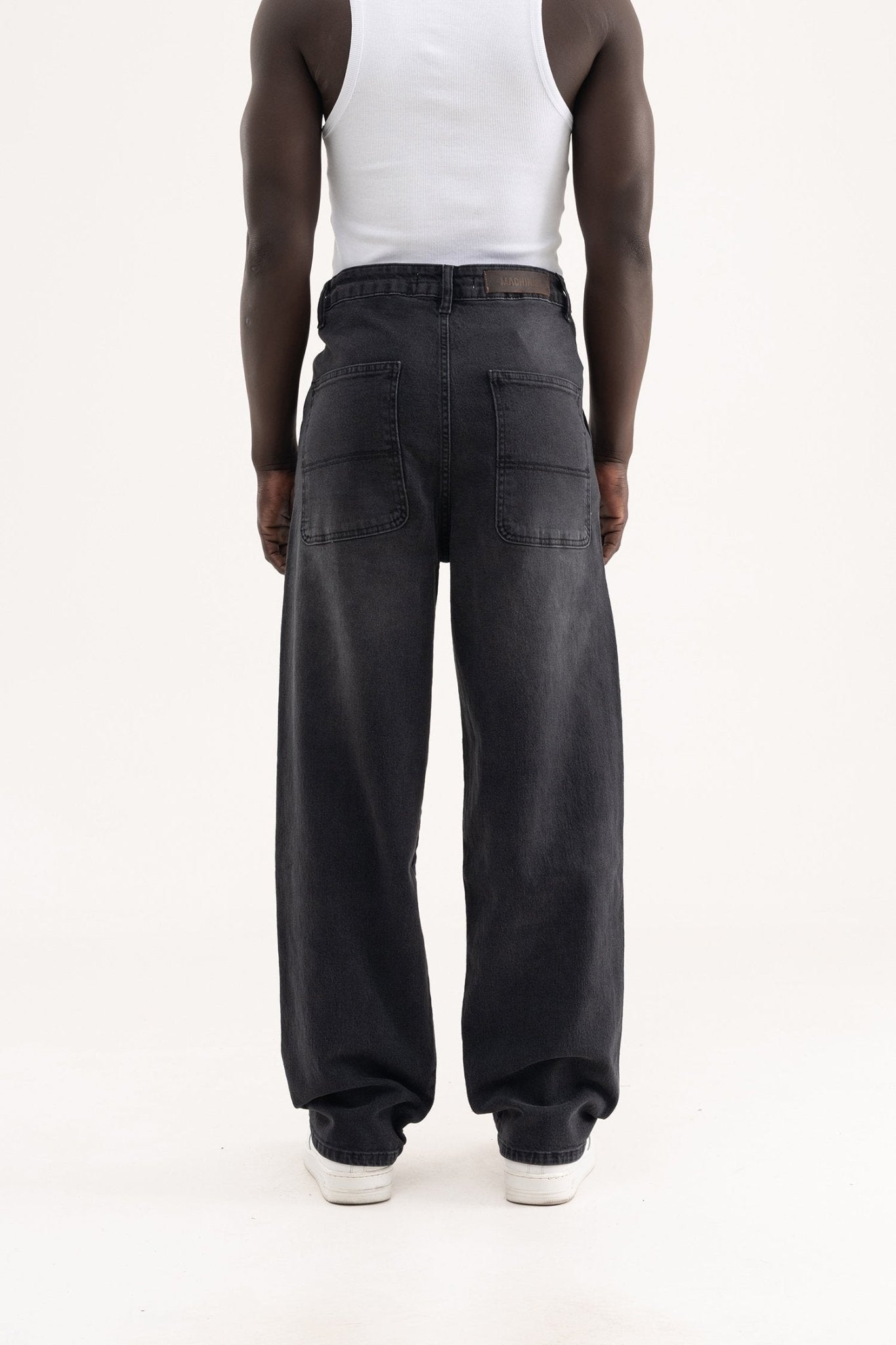 Erkek Basic Baloon Fit Baggy Jean Pantolon Efektli Antrasit
