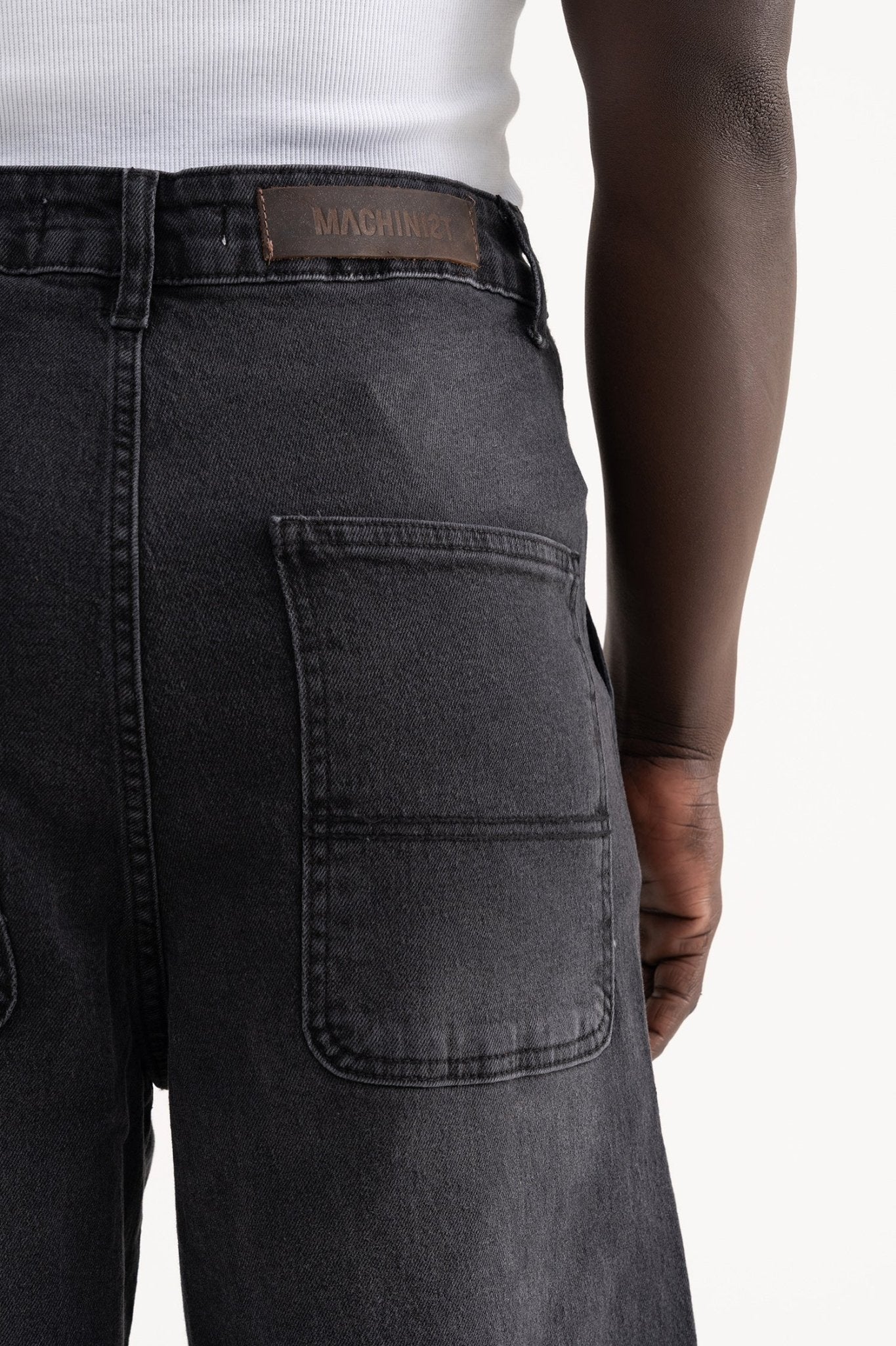 Erkek Basic Baloon Fit Baggy Jean Pantolon Efektli Antrasit