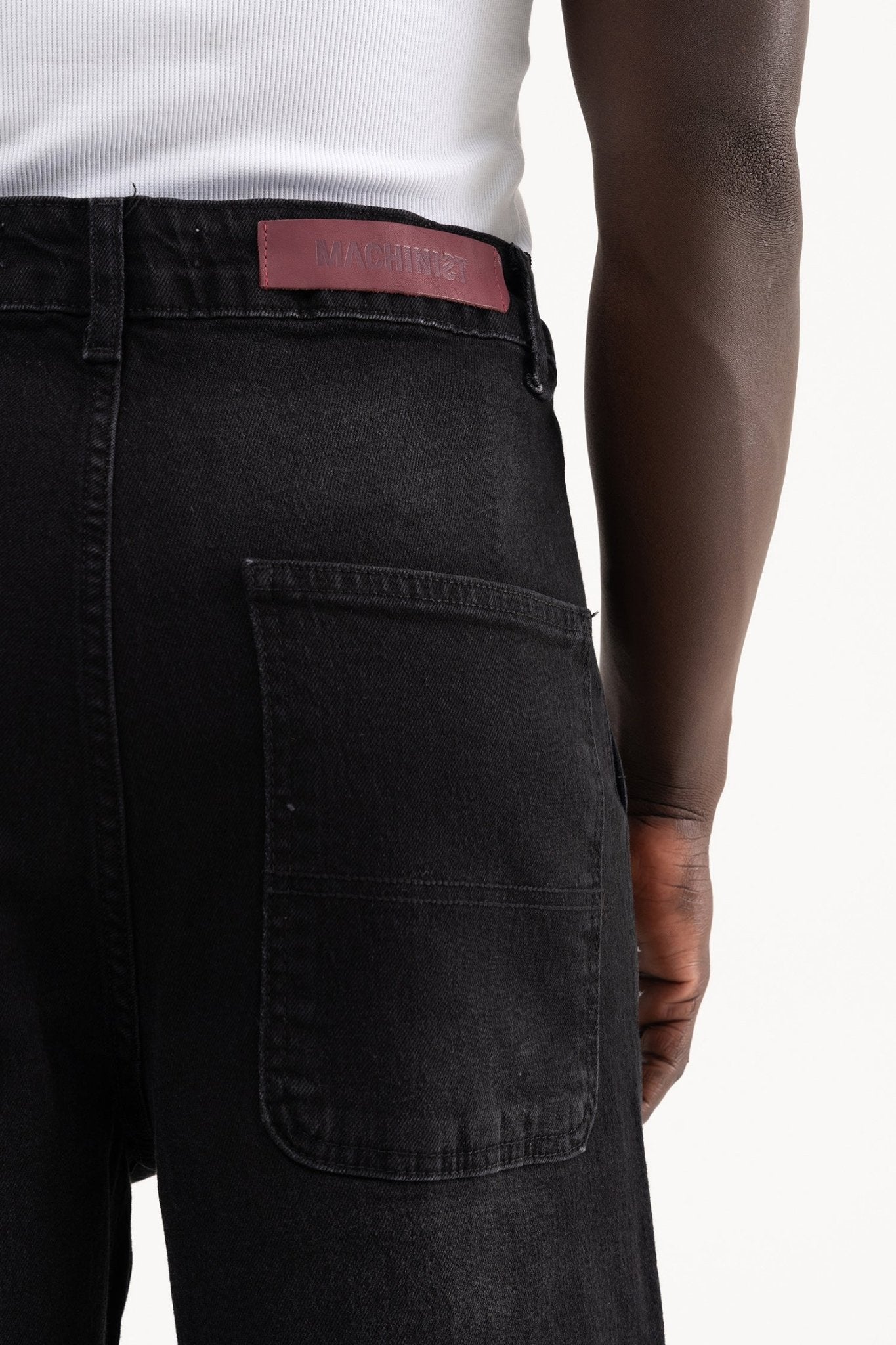 Erkek Basic Baloon Fit Baggy Jean Pantolon Efektli Siyah