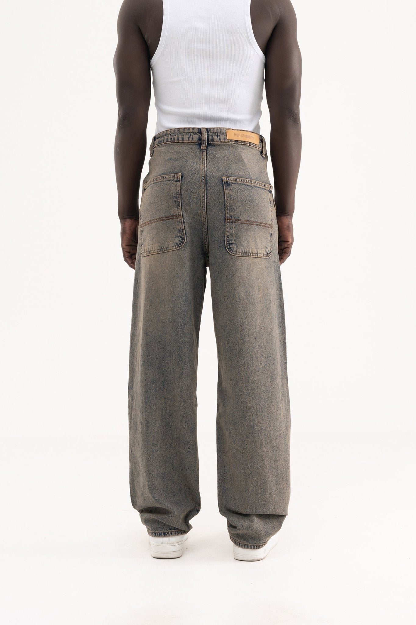 Erkek Basic Baloon Fit Baggy Jean Pantolon Kahverengi - Mavi