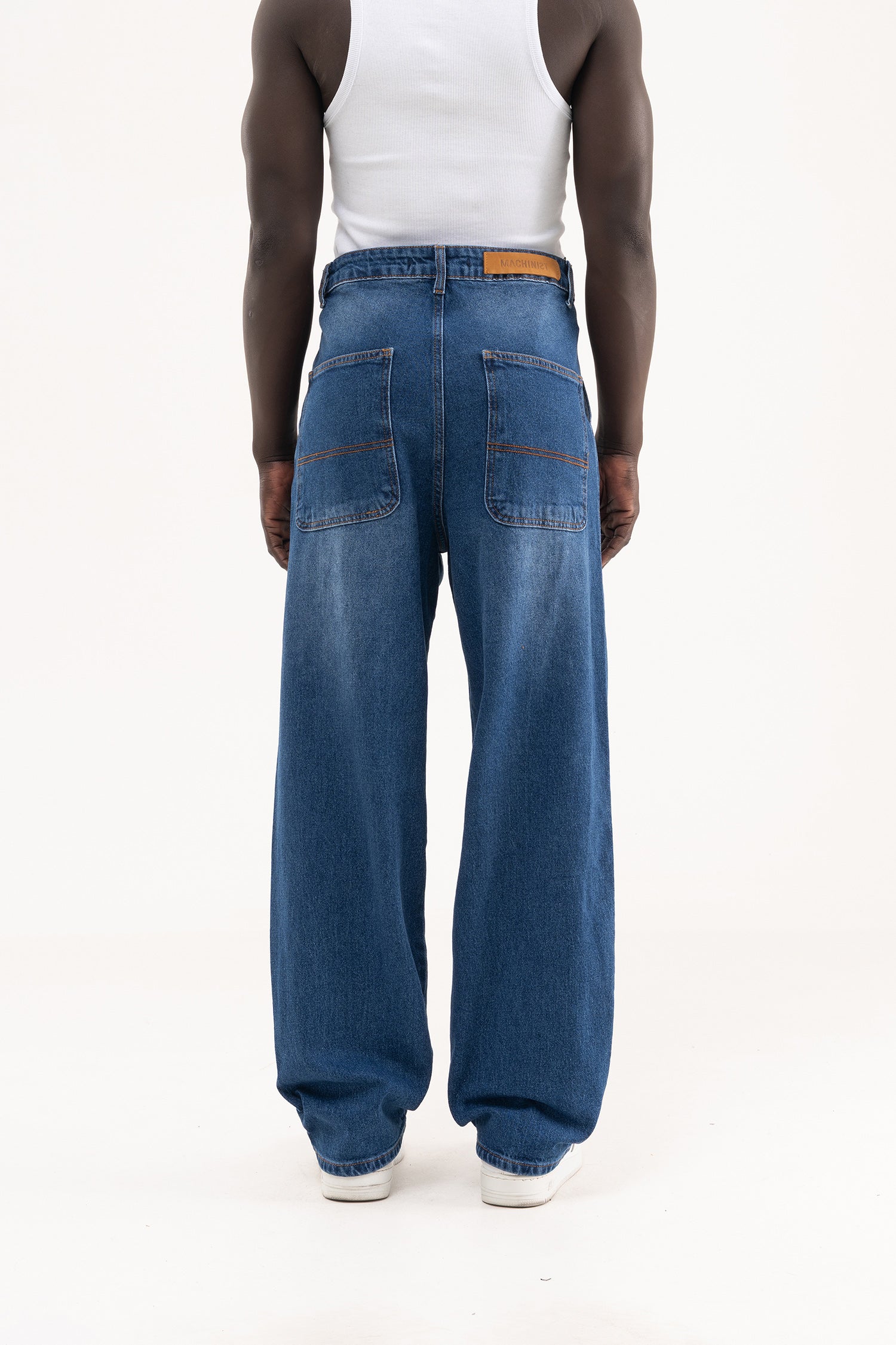 Erkek Basic Baloon Fit Baggy Jean Pantolon Koyu Mavi-3