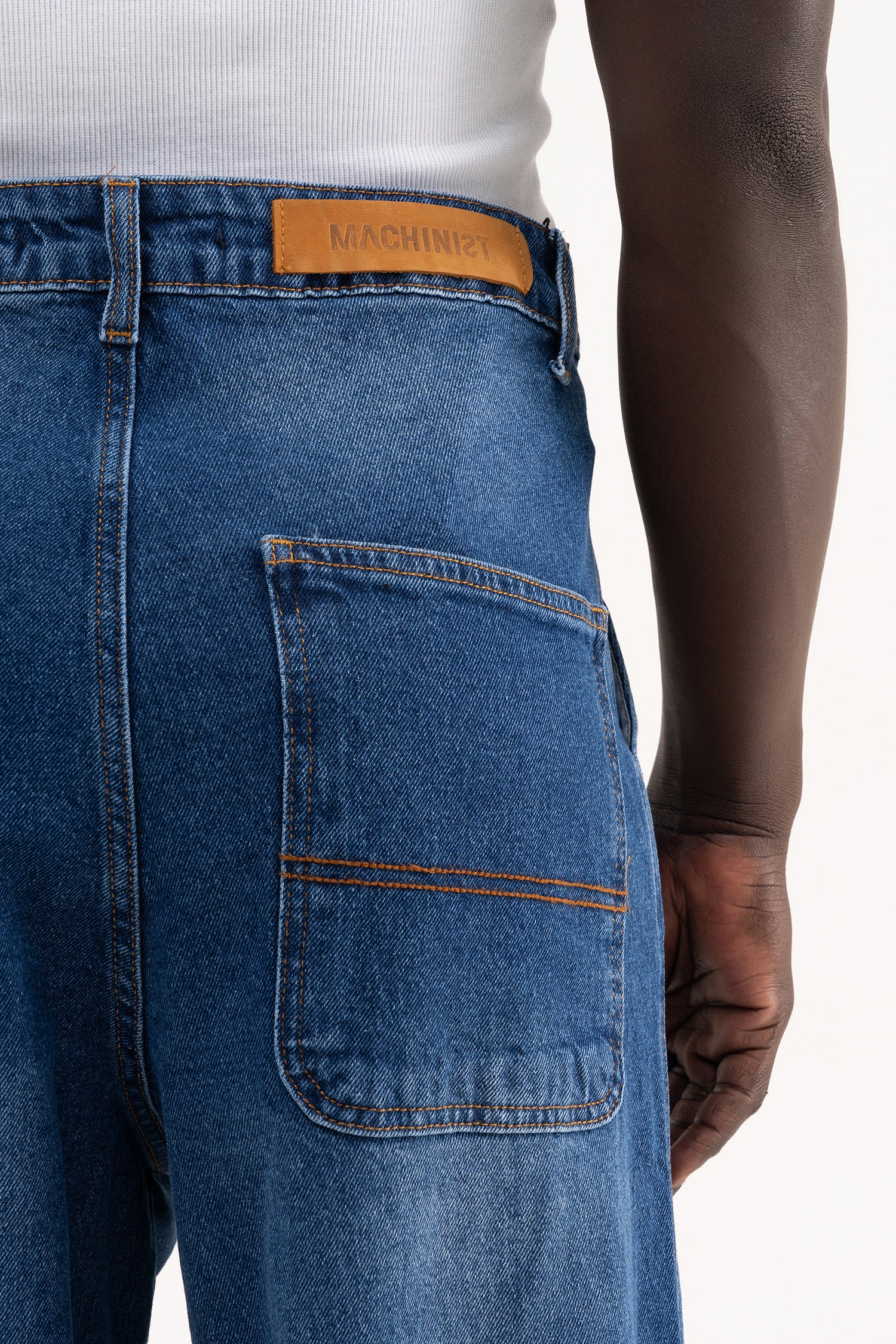 Erkek Basic Baloon Fit Baggy Jean Pantolon Koyu Mavi-4