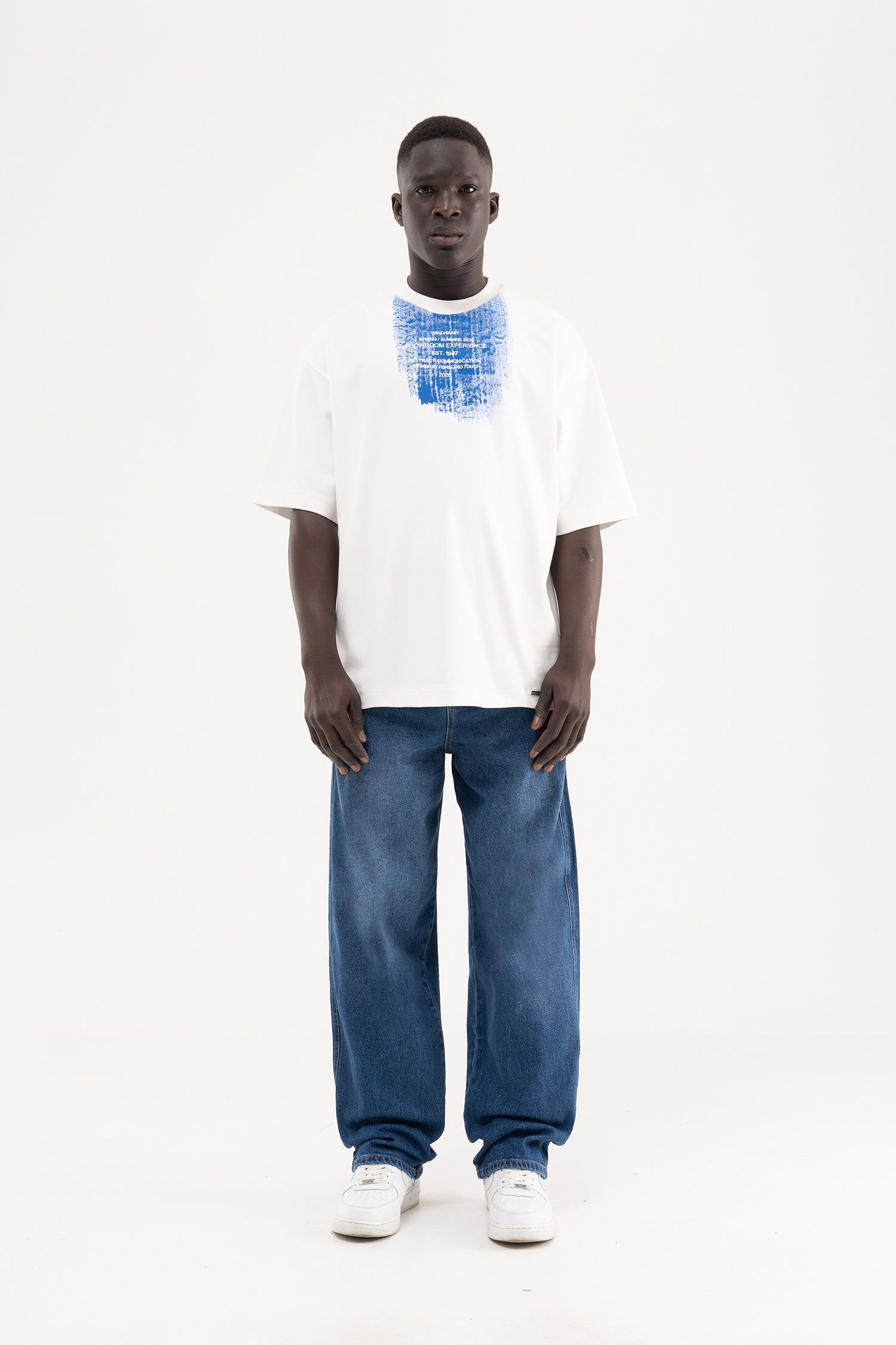 Erkek Basic Baloon Fit Baggy Jean Pantolon Koyu Mavi-5