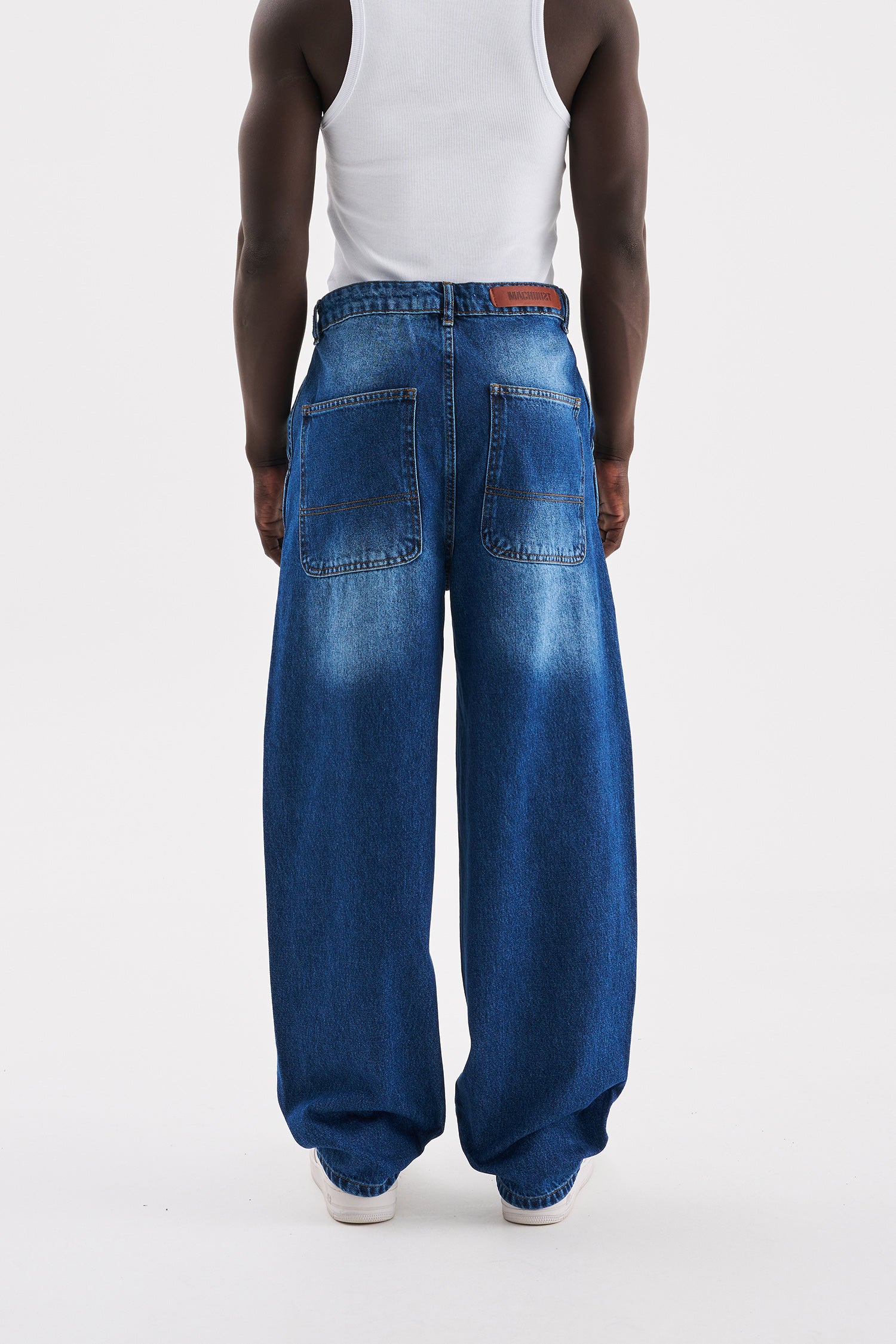 Erkek Basic Baloon Fit Baggy Jean Pantolon Mavi-4