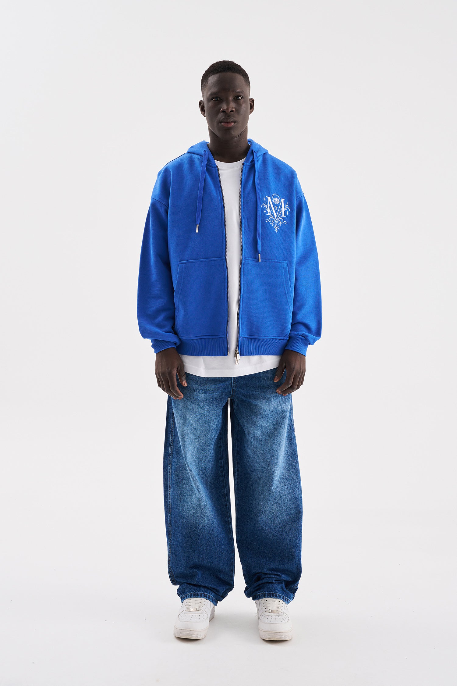 Erkek Basic Baloon Fit Baggy Jean Pantolon Mavi-6