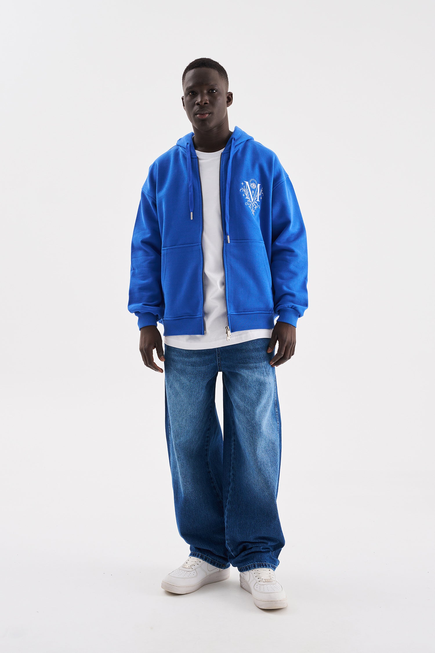 Erkek Basic Baloon Fit Baggy Jean Pantolon Mavi-7