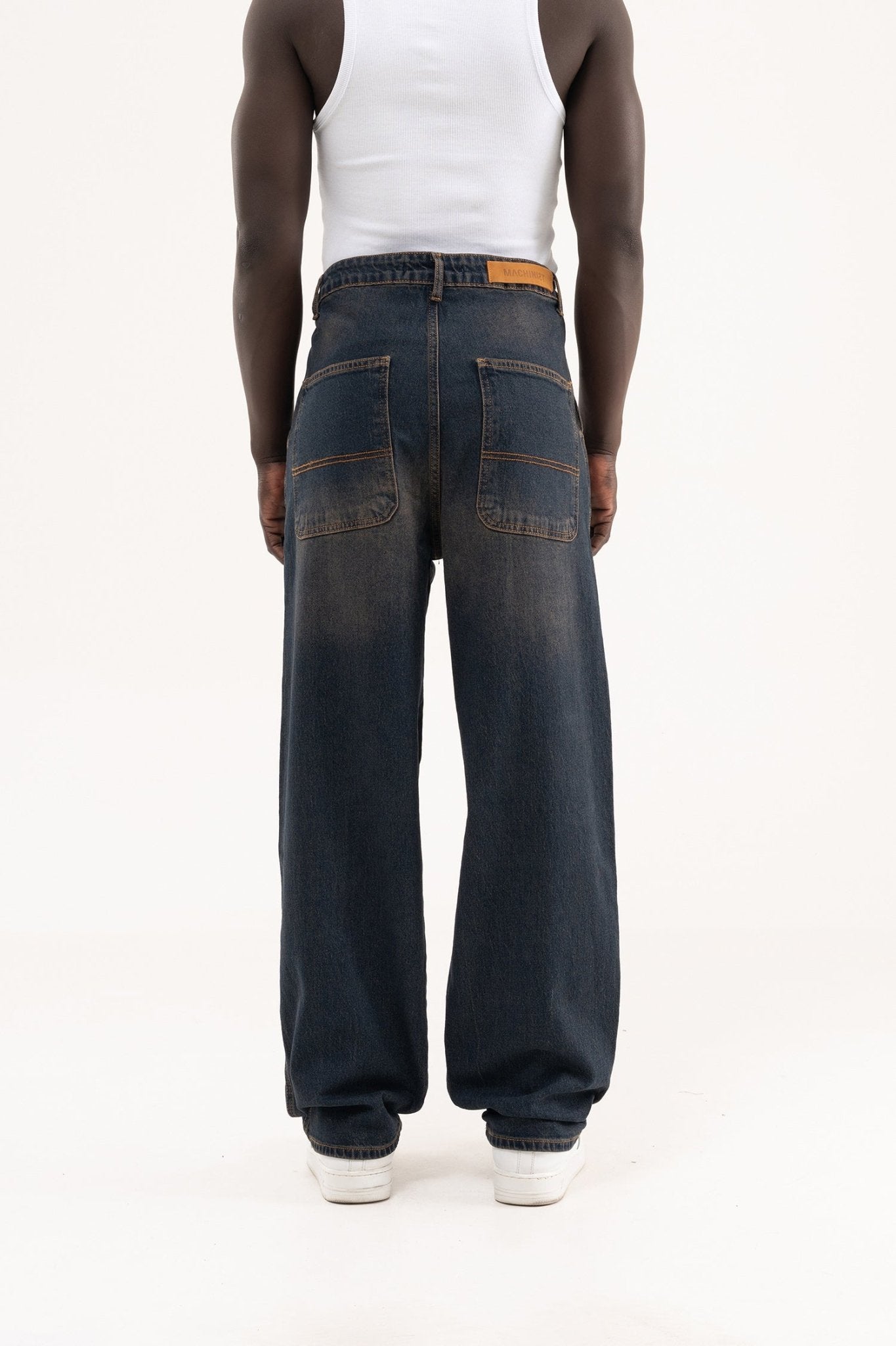 Erkek Basic Baloon Fit Baggy Jean Pantolon Mavi - Kahverengi