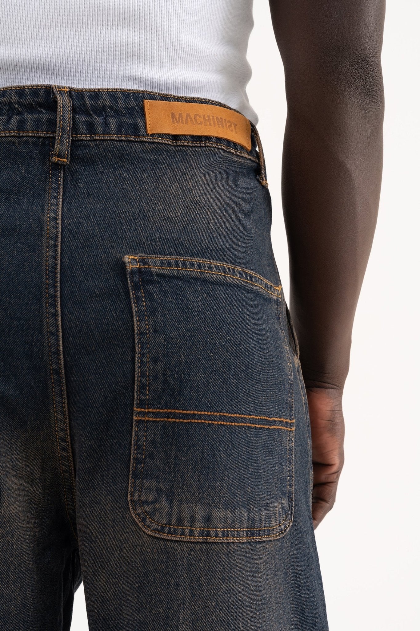 Erkek Basic Baloon Fit Baggy Jean Pantolon Mavi - Kahverengi