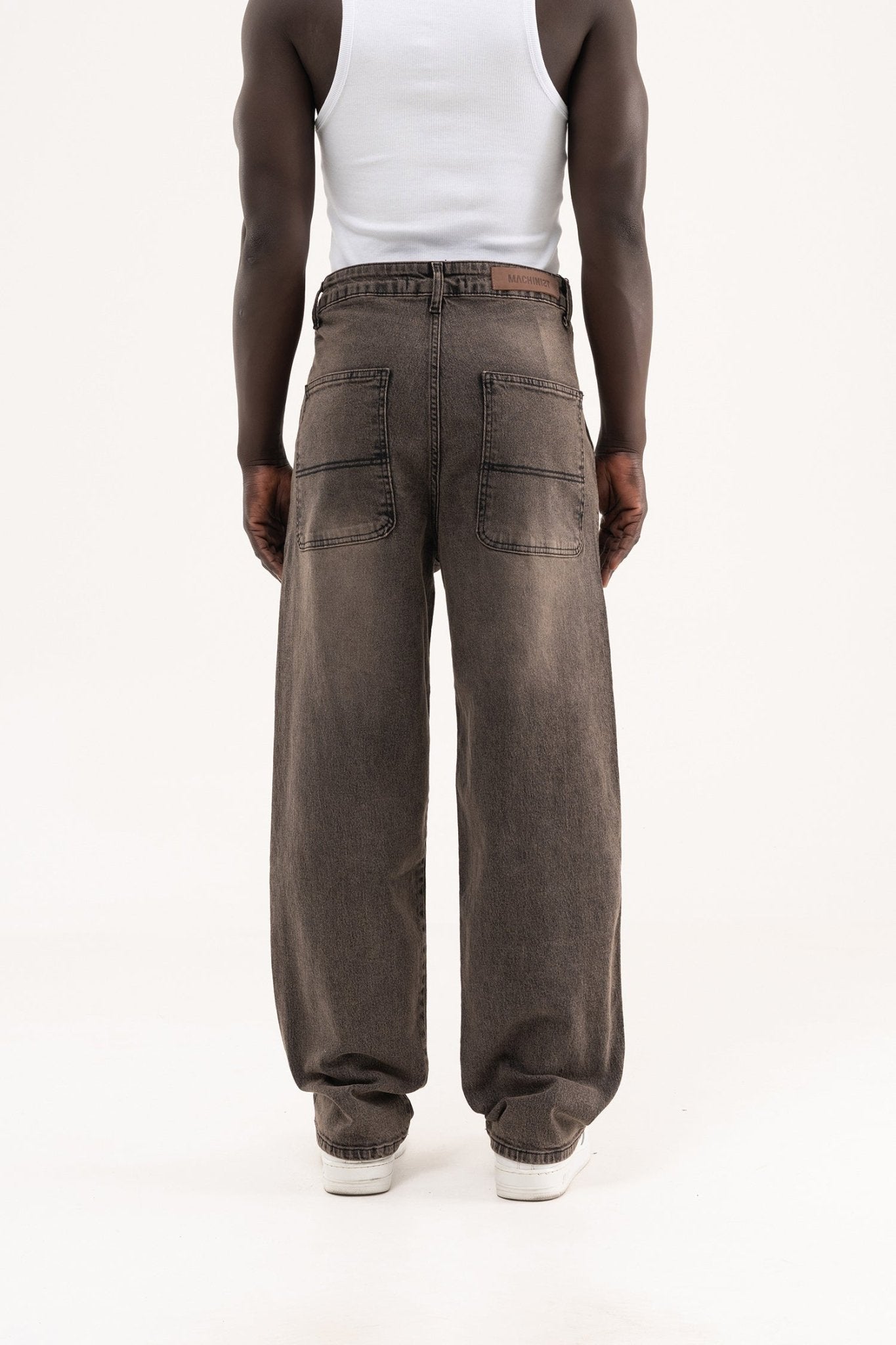 Erkek Basic Baloon Fit Baggy Jean Pantolon Siyah - Kahverengi