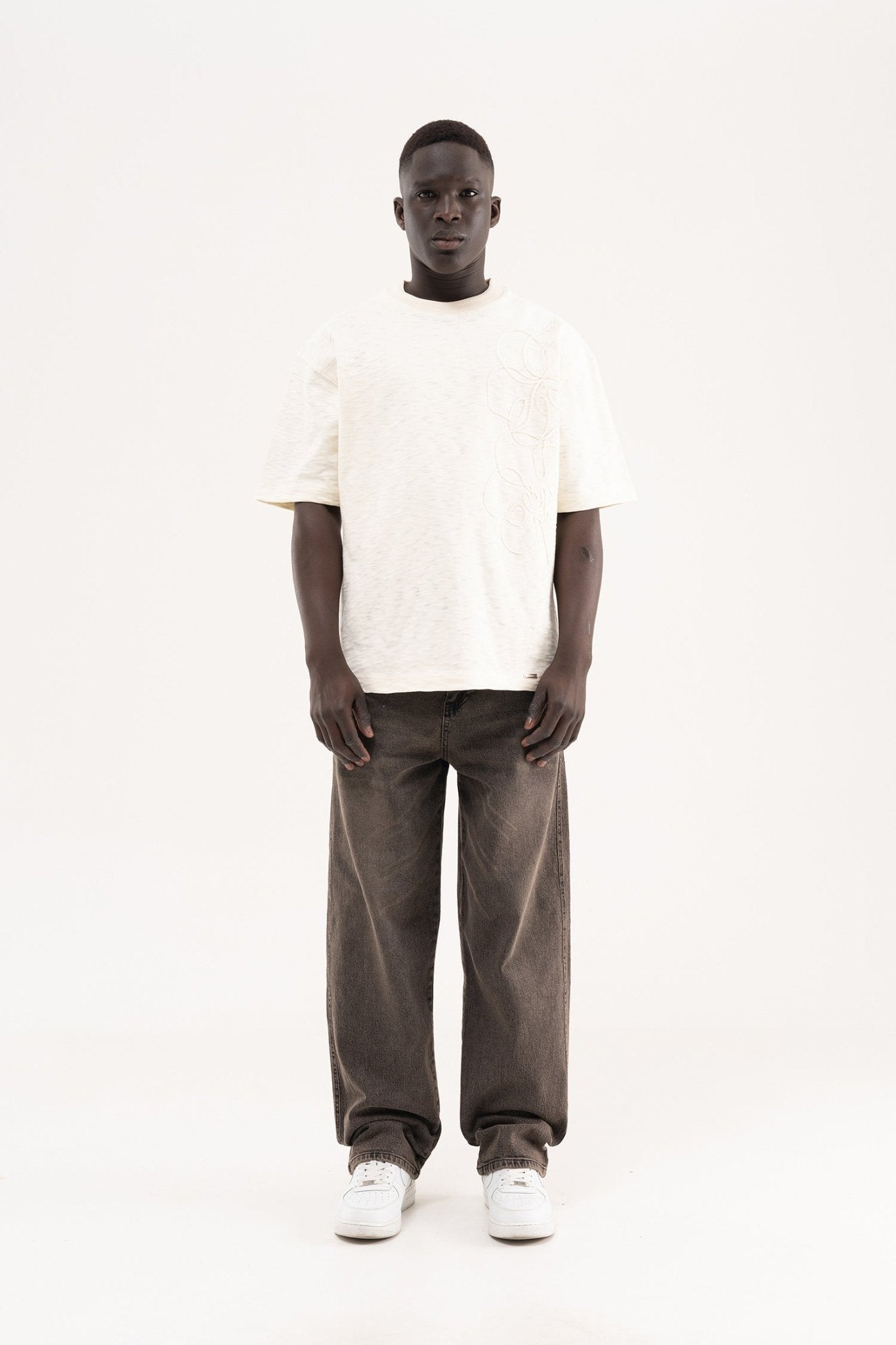 Erkek Basic Baloon Fit Baggy Jean Pantolon Siyah - Kahverengi