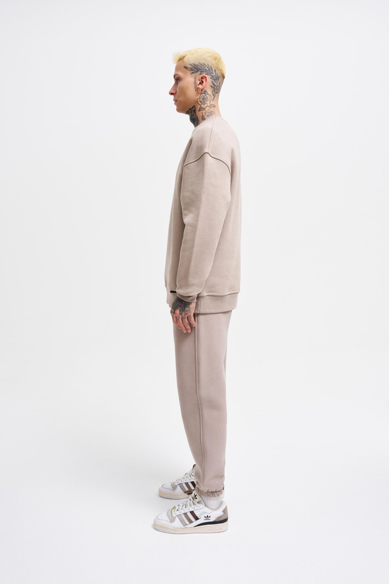 Erkek Basic Bisiklet Yaka Oversize Sweatshirt Açık Gri