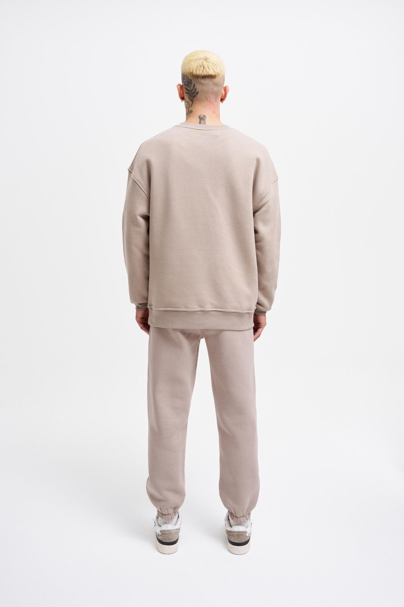 Erkek Basic Bisiklet Yaka Oversize Sweatshirt Açık Gri