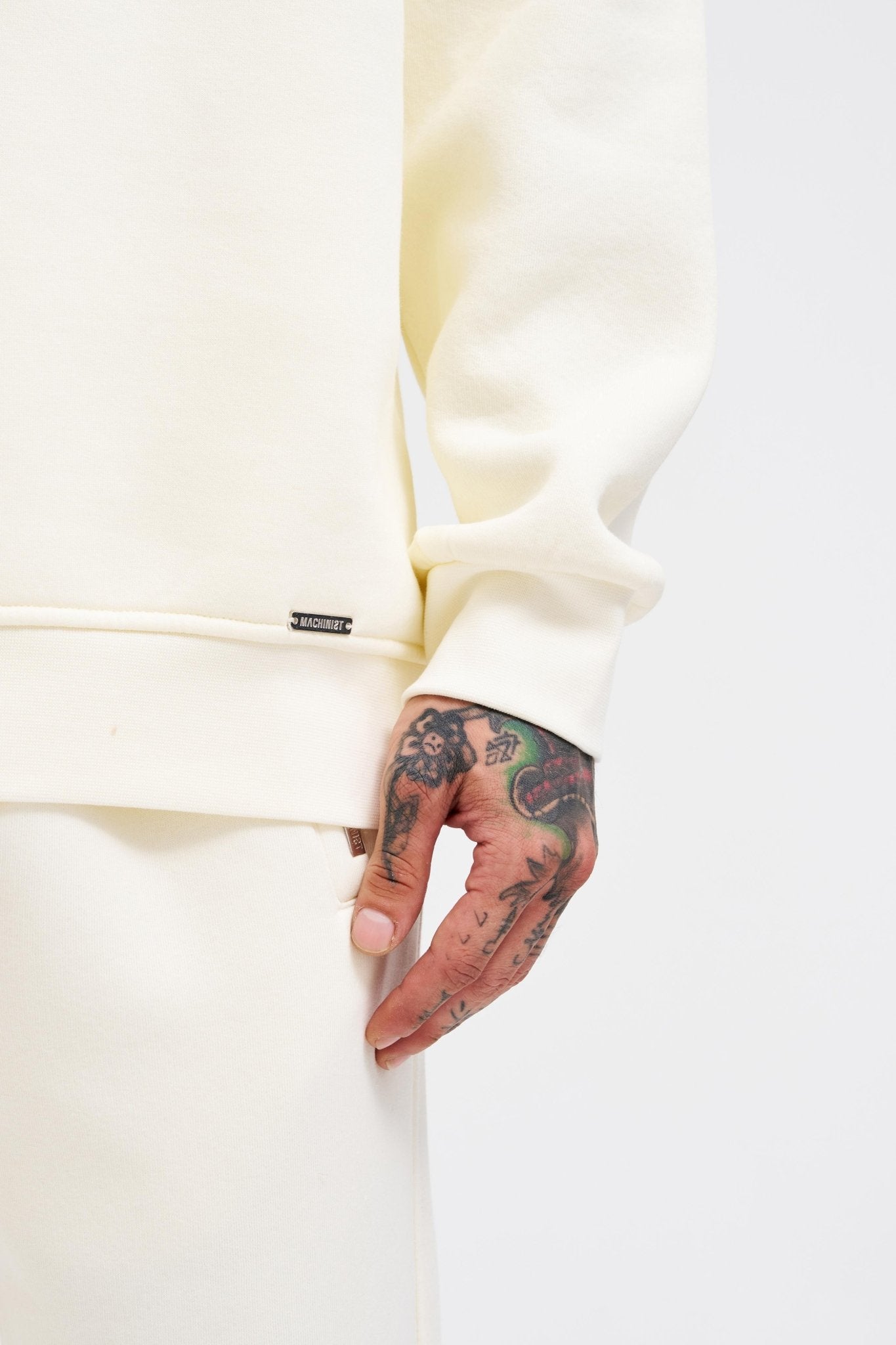 Erkek Basic Bisiklet Yaka Oversize Sweatshirt Ekru