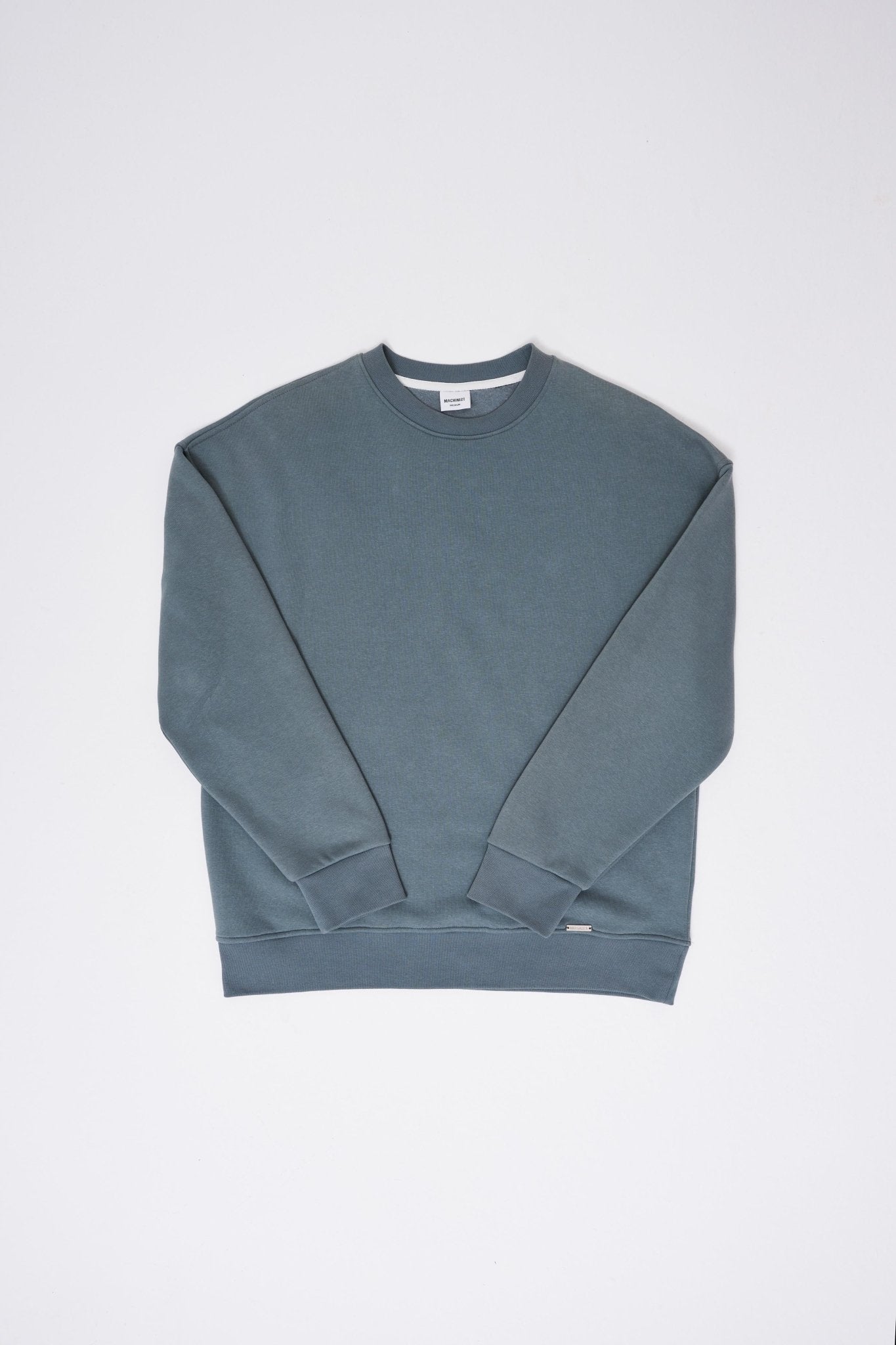 Erkek Basic Bisiklet Yaka Oversize Sweatshirt Mavi Duman