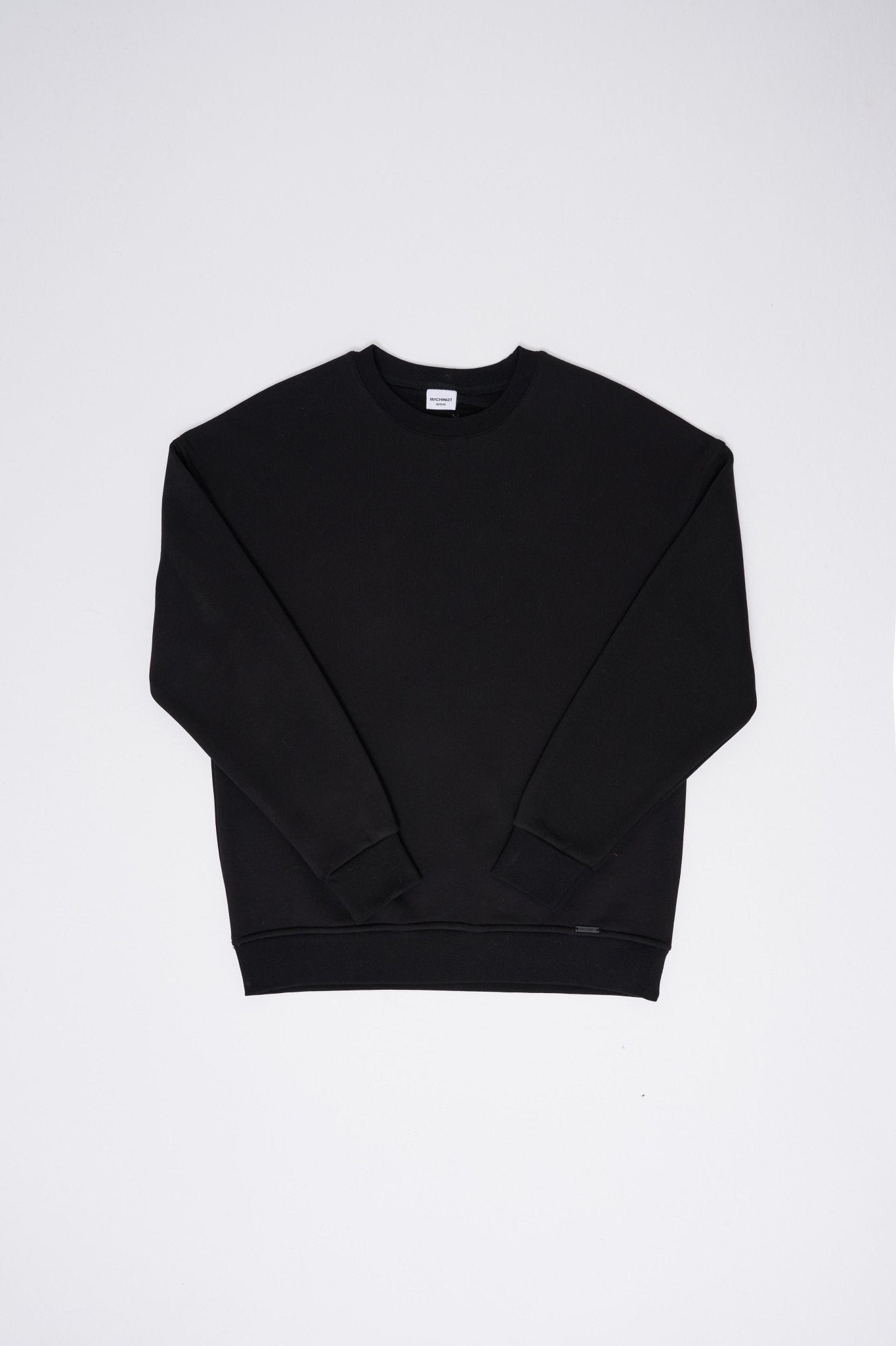 Erkek Basic Bisiklet Yaka Oversize Sweatshirt Siyah