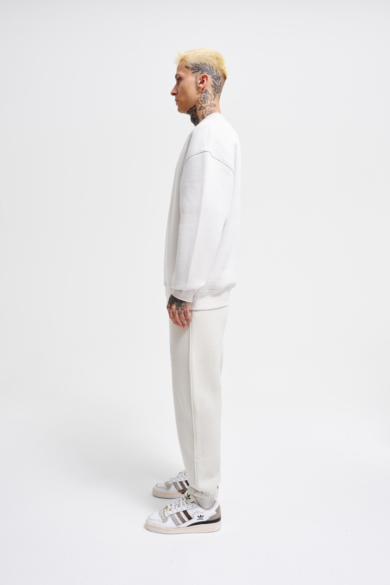 Erkek Basic Bisiklet Yaka Oversize Sweatshirt Uzay Grisi