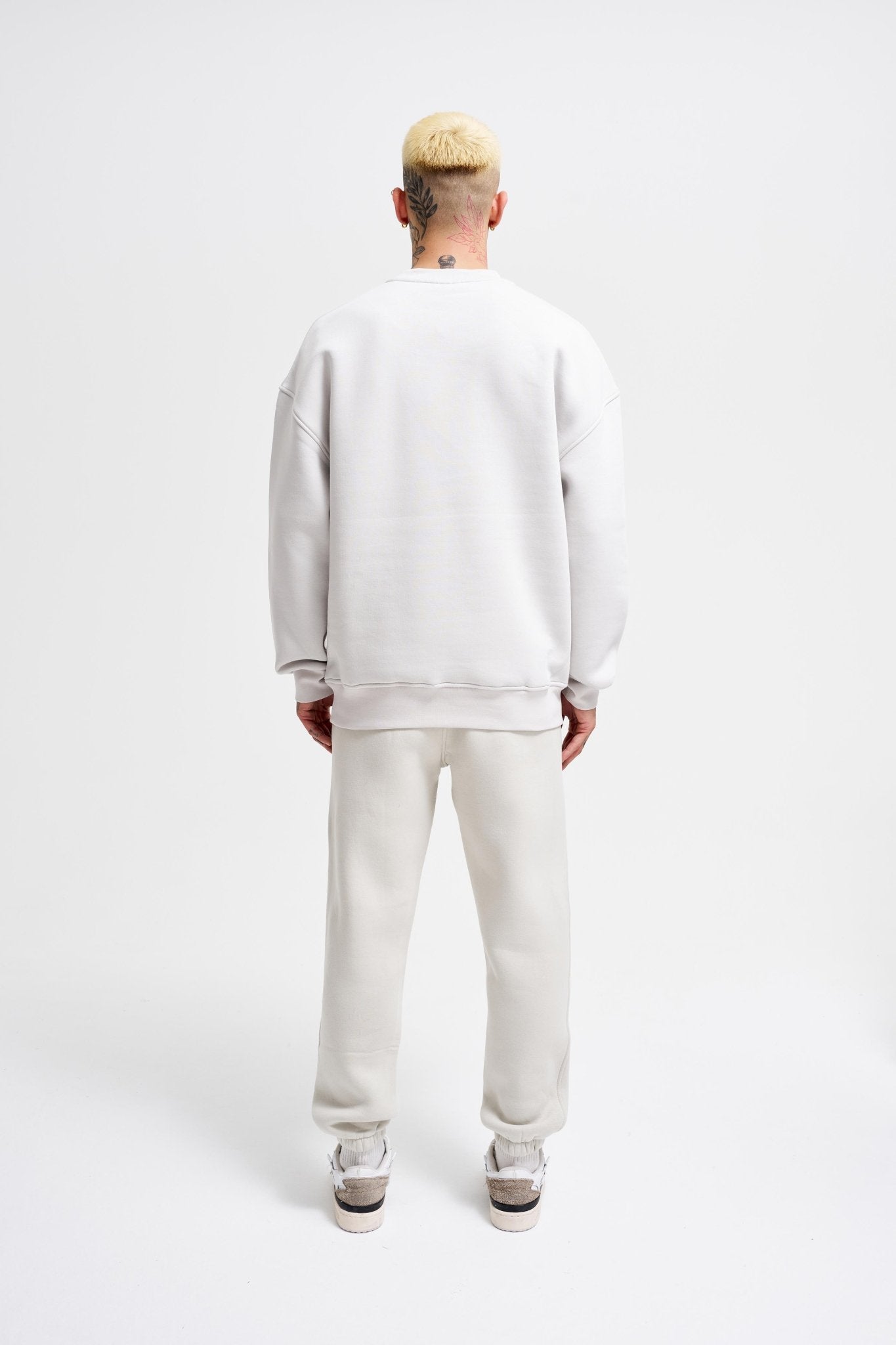 Erkek Basic Bisiklet Yaka Oversize Sweatshirt Uzay Grisi