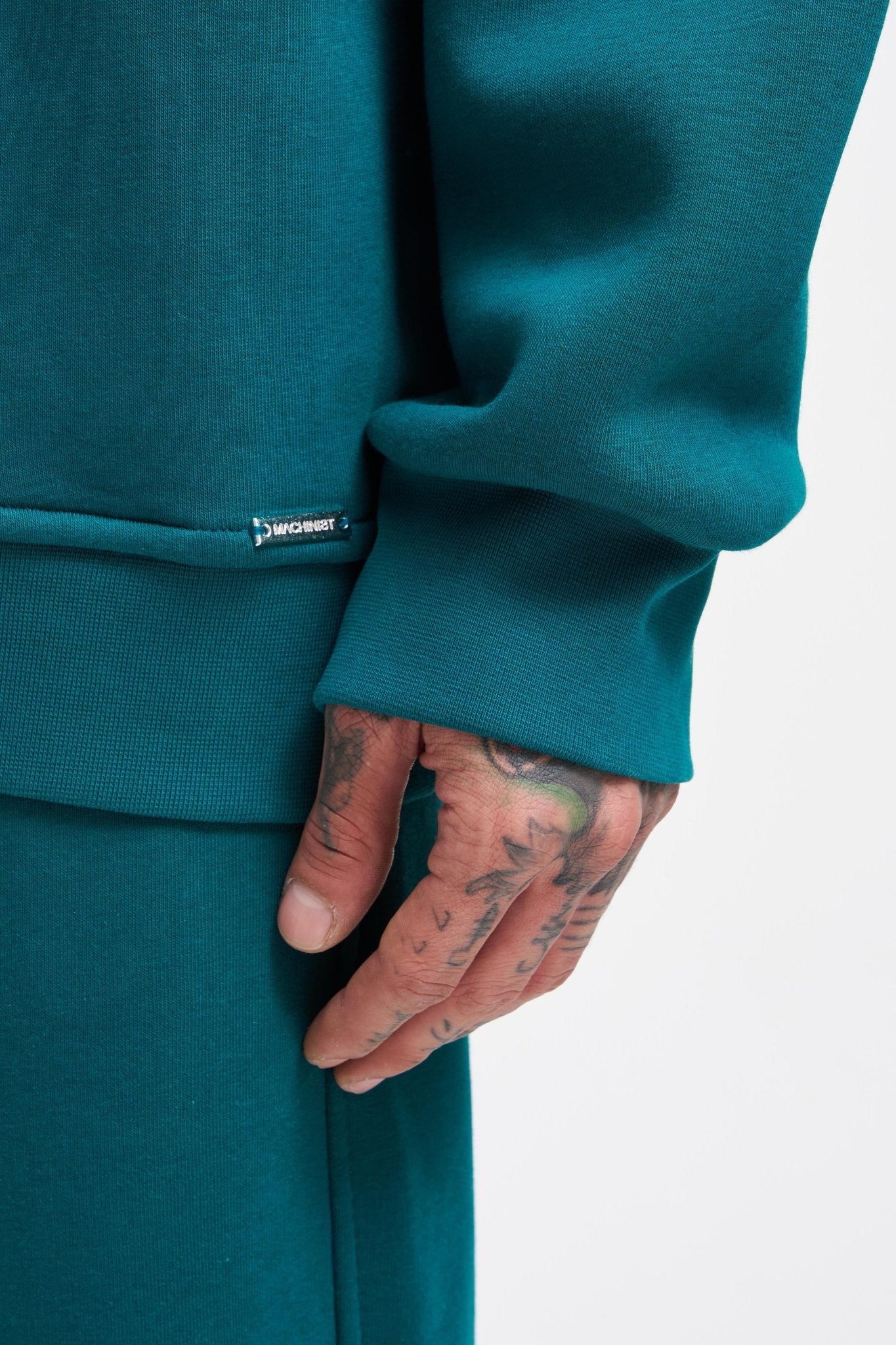 Erkek Basic Bisiklet Yaka Oversize Sweatshirt Yağ Yeşili
