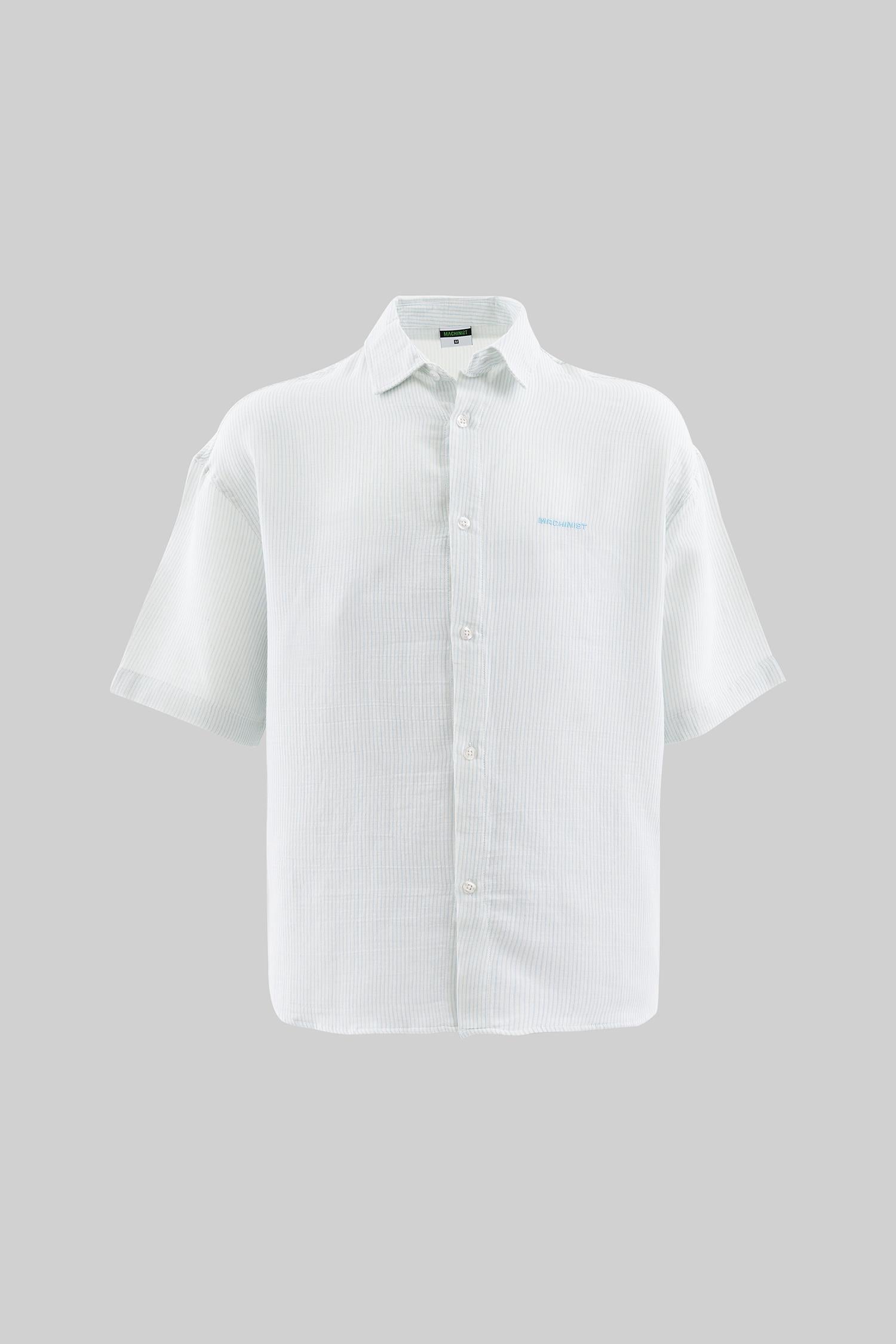 Erkek Basic Contrast Striped Cotton Gömlek Bebek Mavi