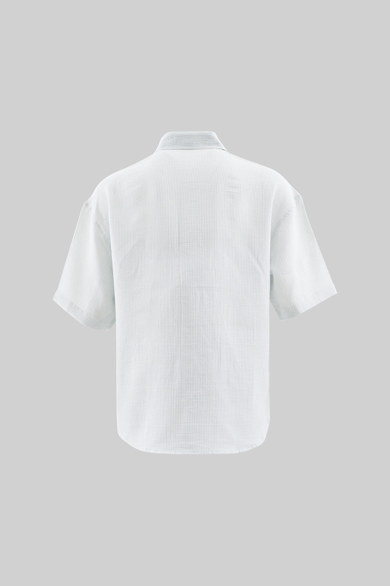 Erkek Basic Contrast Striped Cotton Gömlek Bebek Mavi