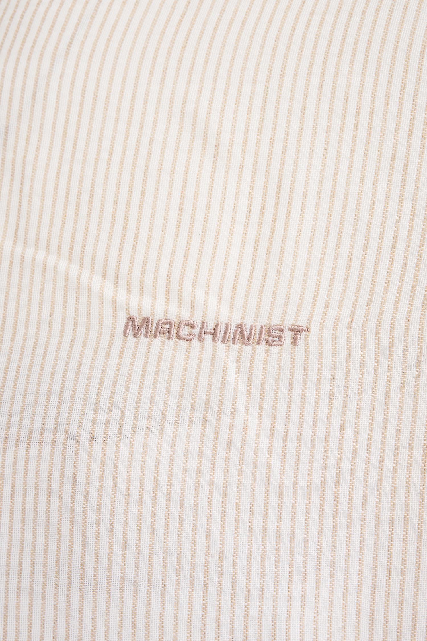 Erkek Basic Contrast Striped Cotton Gömlek Bej
