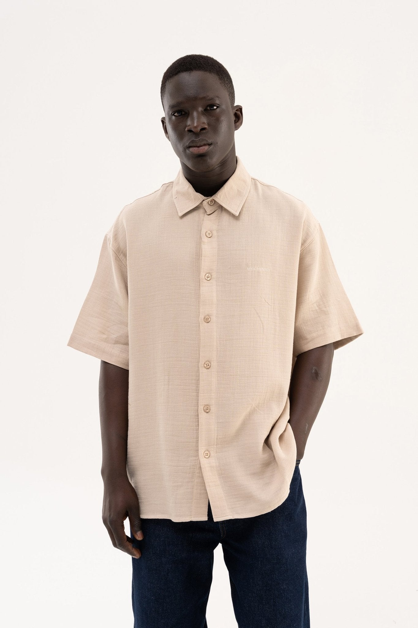 Erkek Basic Cotton Gömlek Bej
