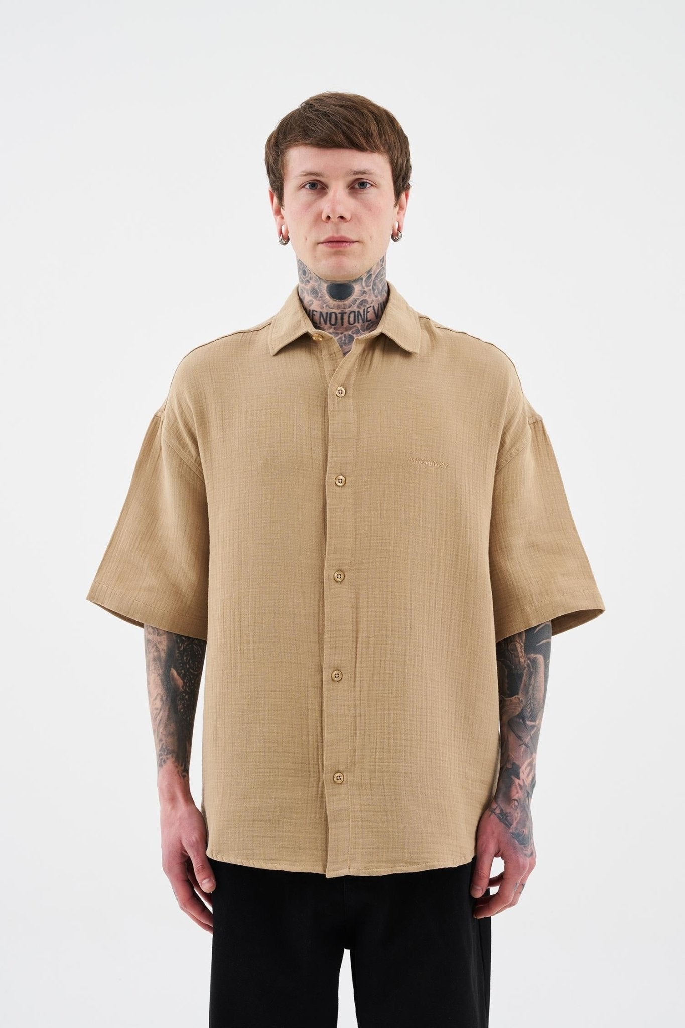 Erkek Basic Cotton Gömlek Camel