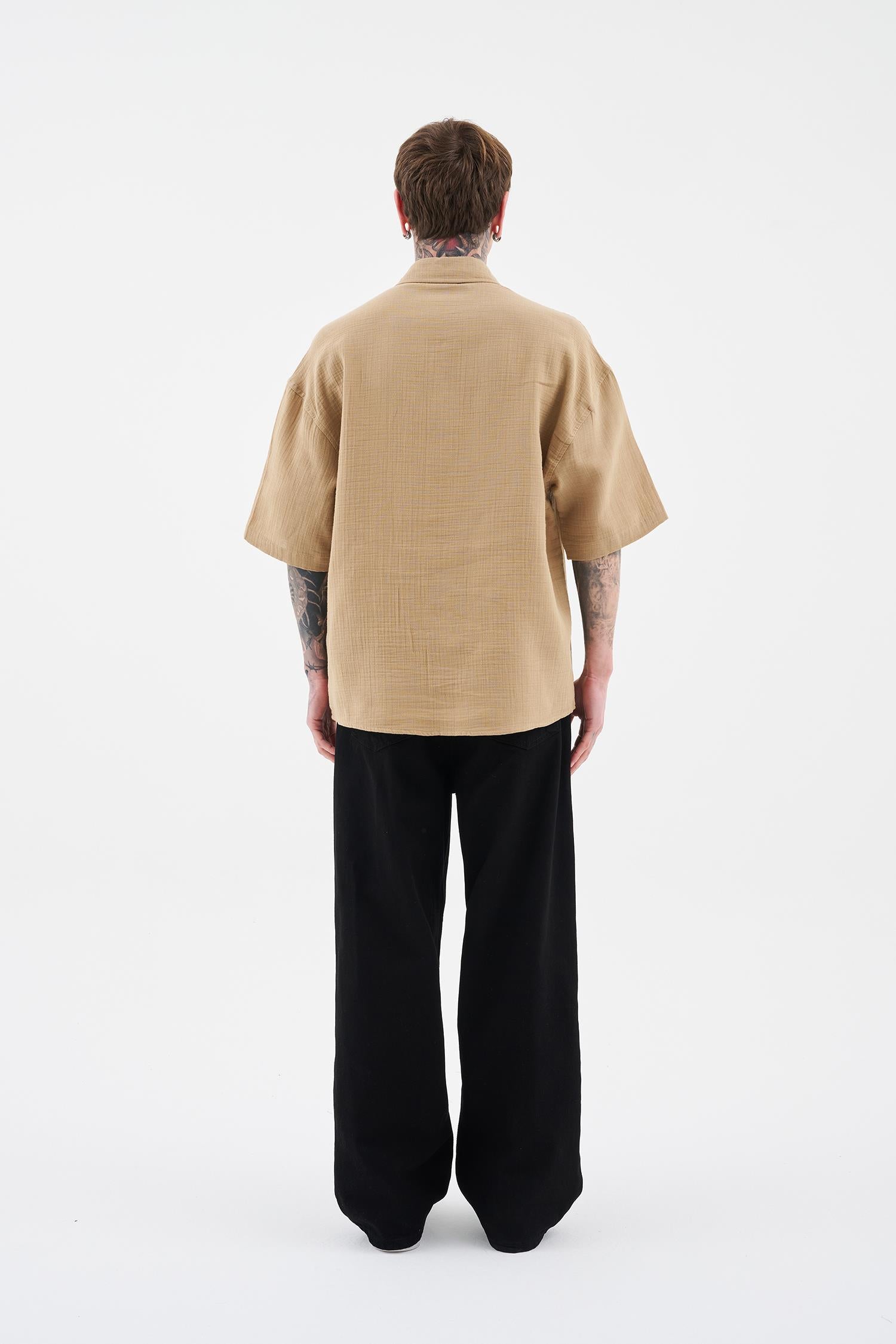 Erkek Basic Cotton Gömlek Camel