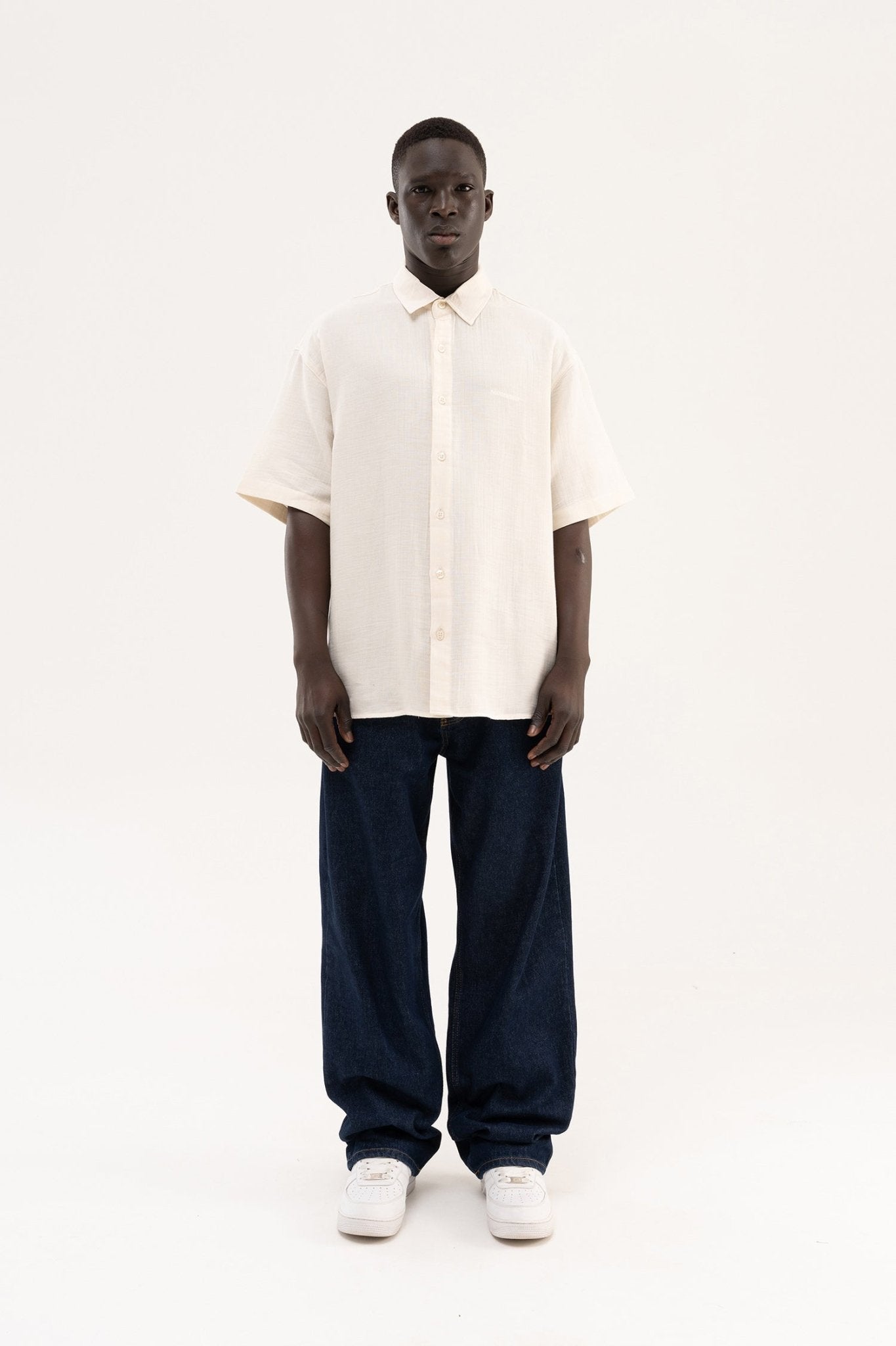 Erkek Basic Cotton Gömlek Krem