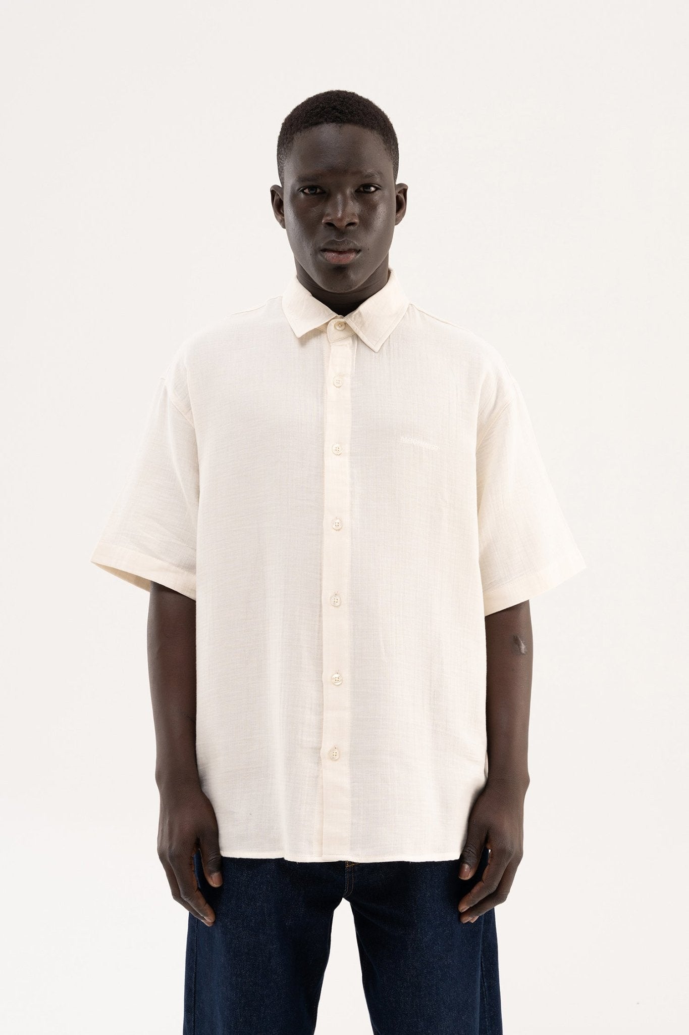 Erkek Basic Cotton Gömlek Krem