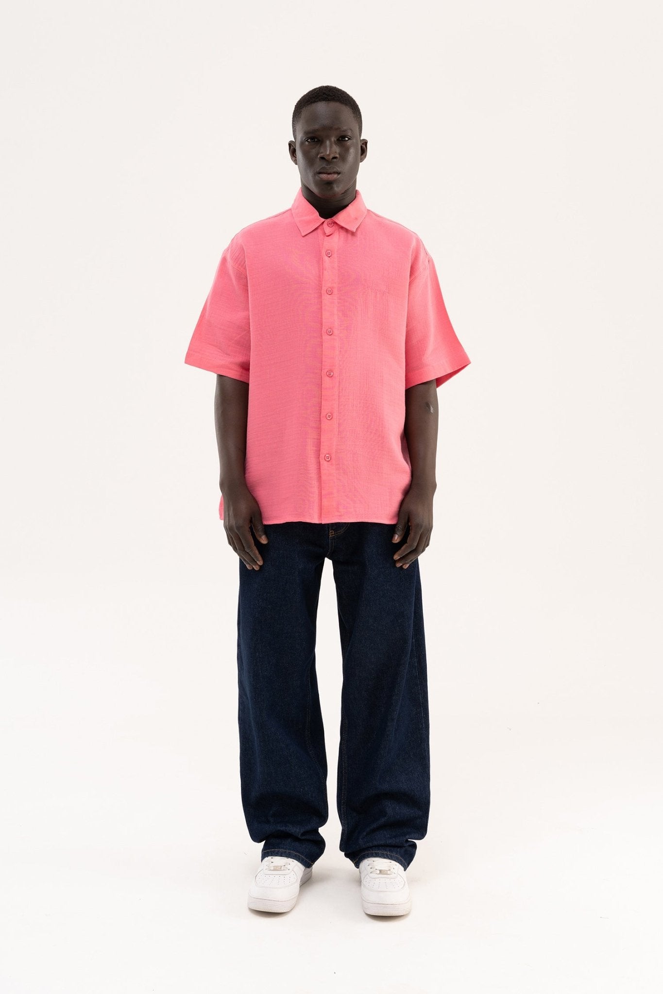 Erkek Basic Cotton Gömlek Pembe