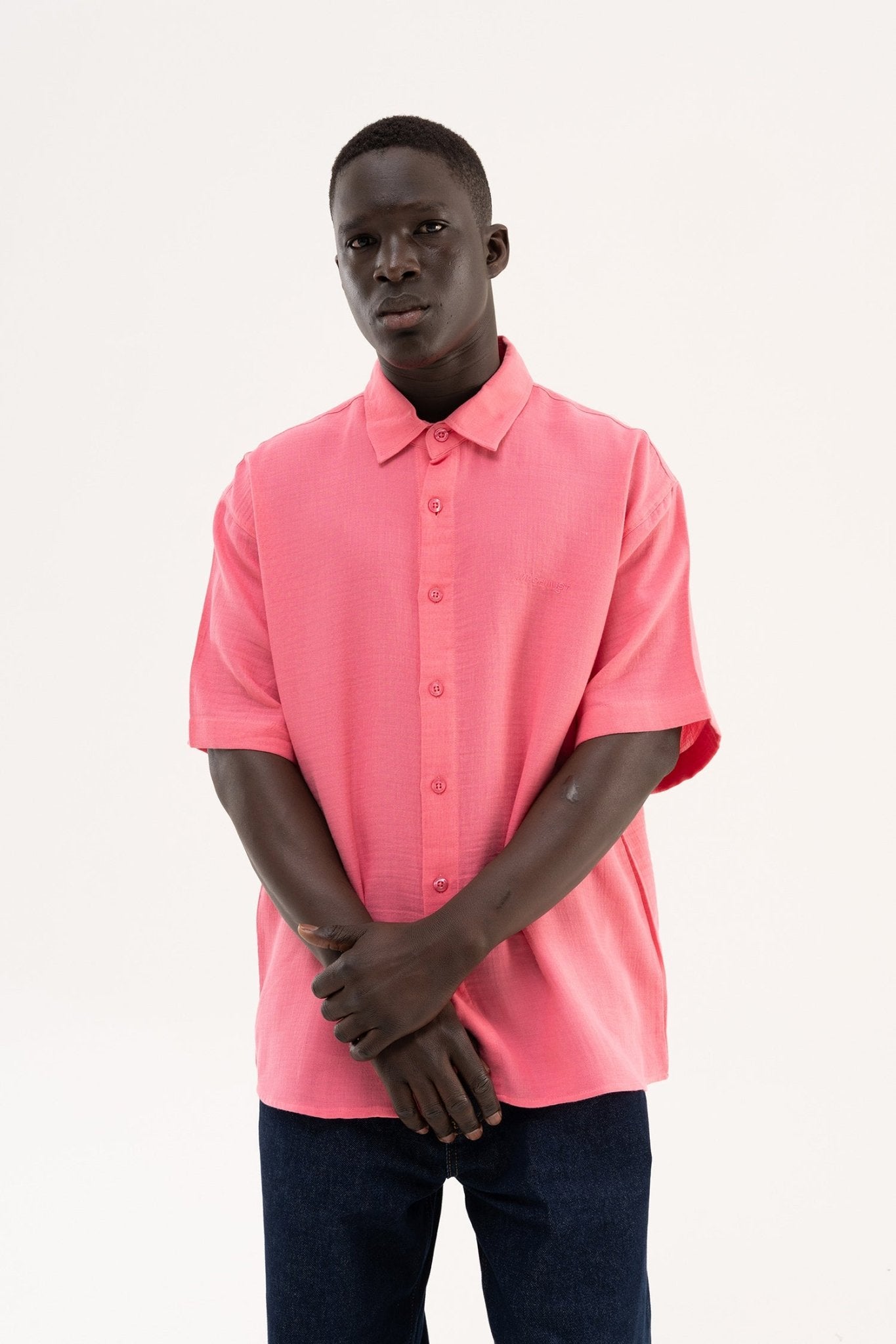 Erkek Basic Cotton Gömlek Pembe