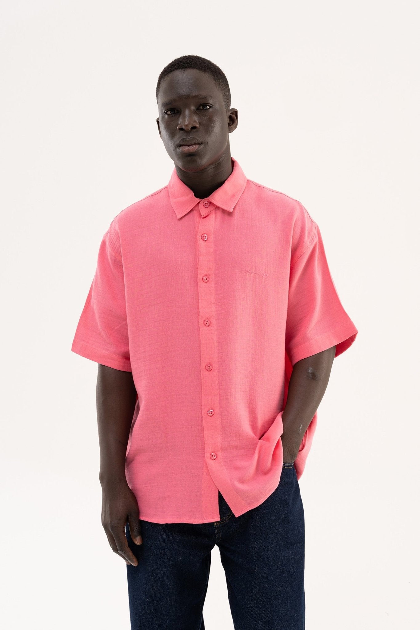 Erkek Basic Cotton Gömlek Pembe