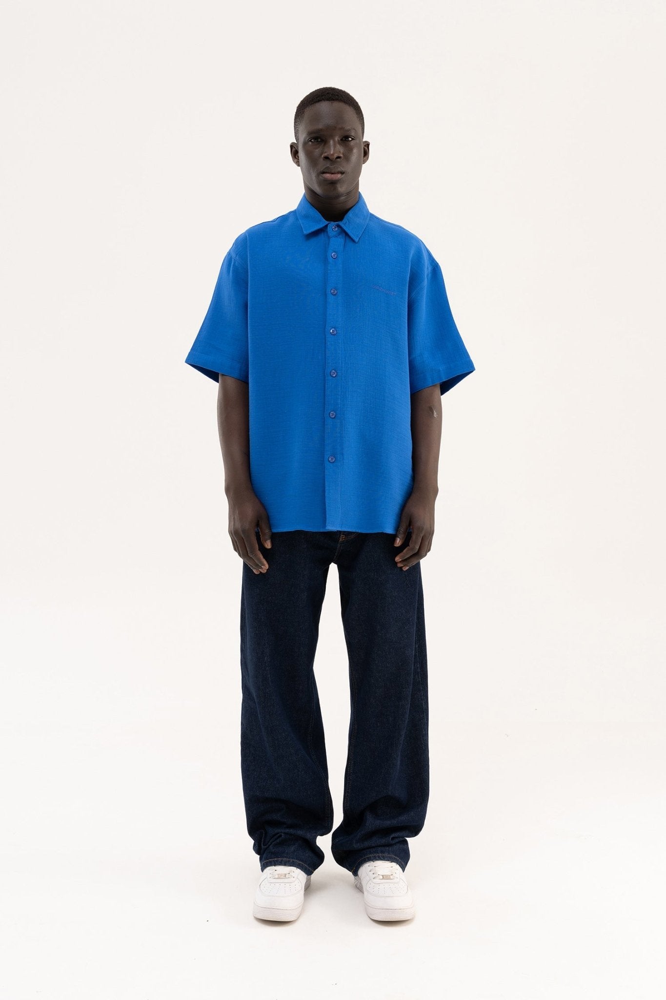 Erkek Basic Cotton Gömlek Saks Mavi