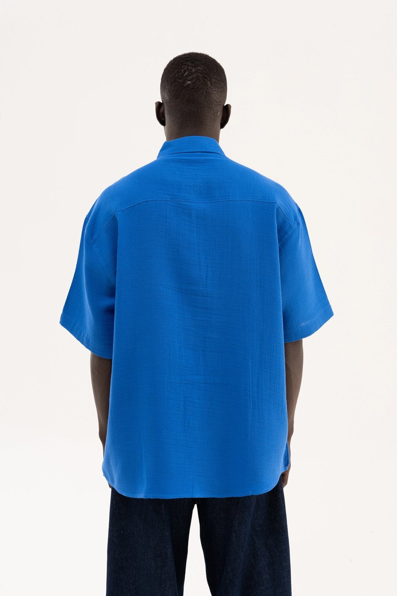 Erkek Basic Cotton Gömlek Saks Mavi