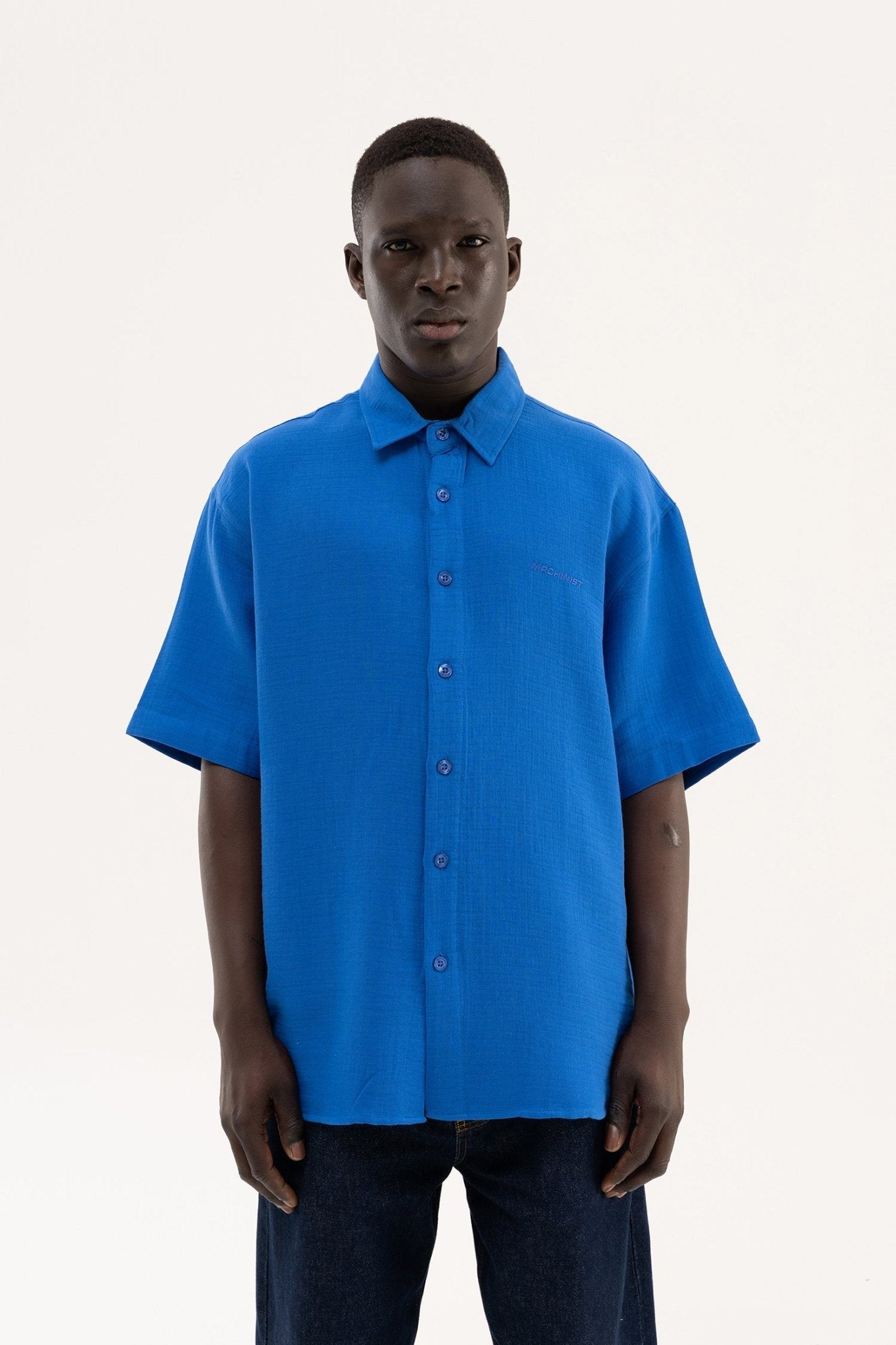 Erkek Basic Cotton Gömlek Saks Mavi