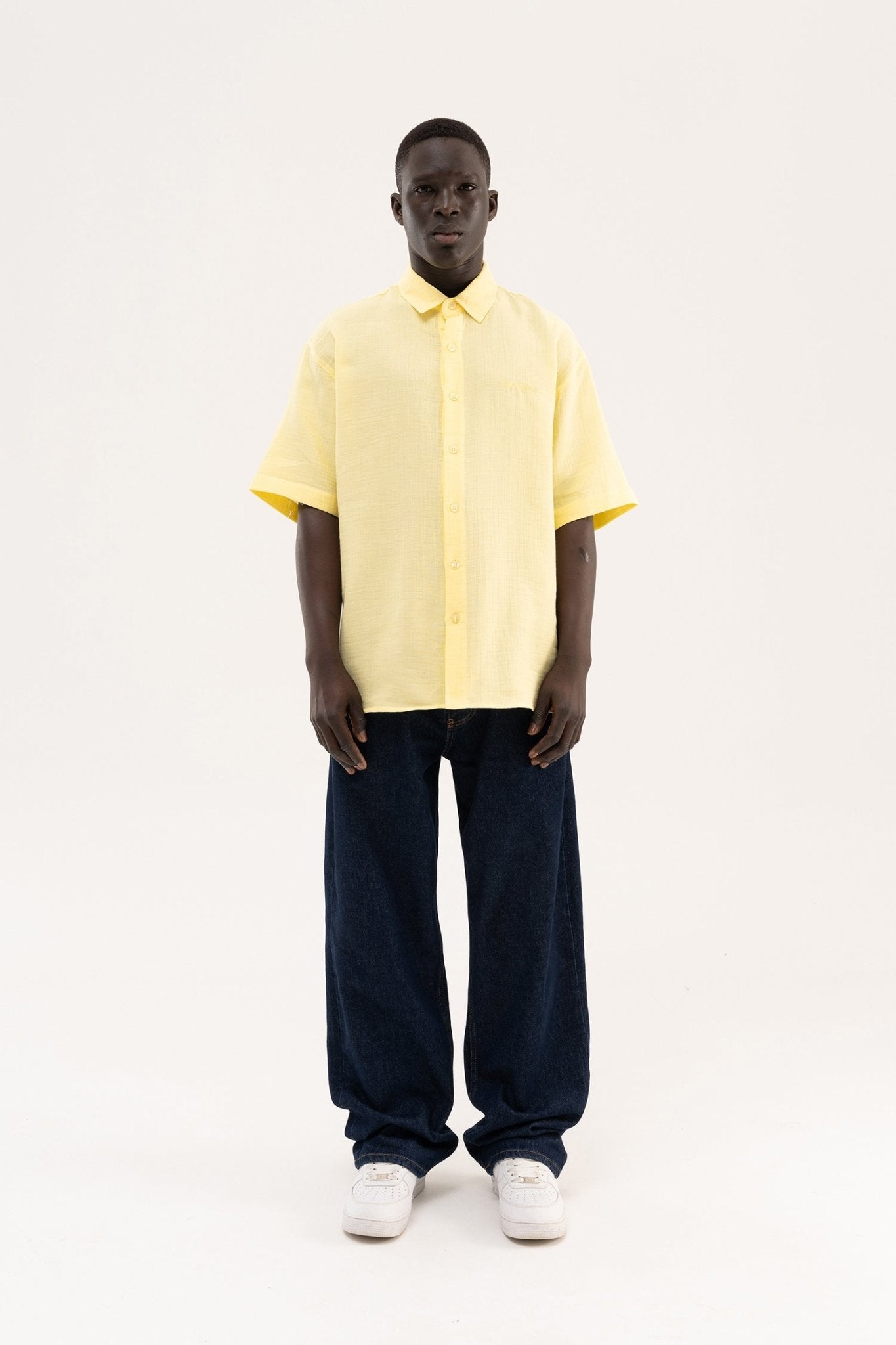 Erkek Basic Cotton Gömlek Sarı