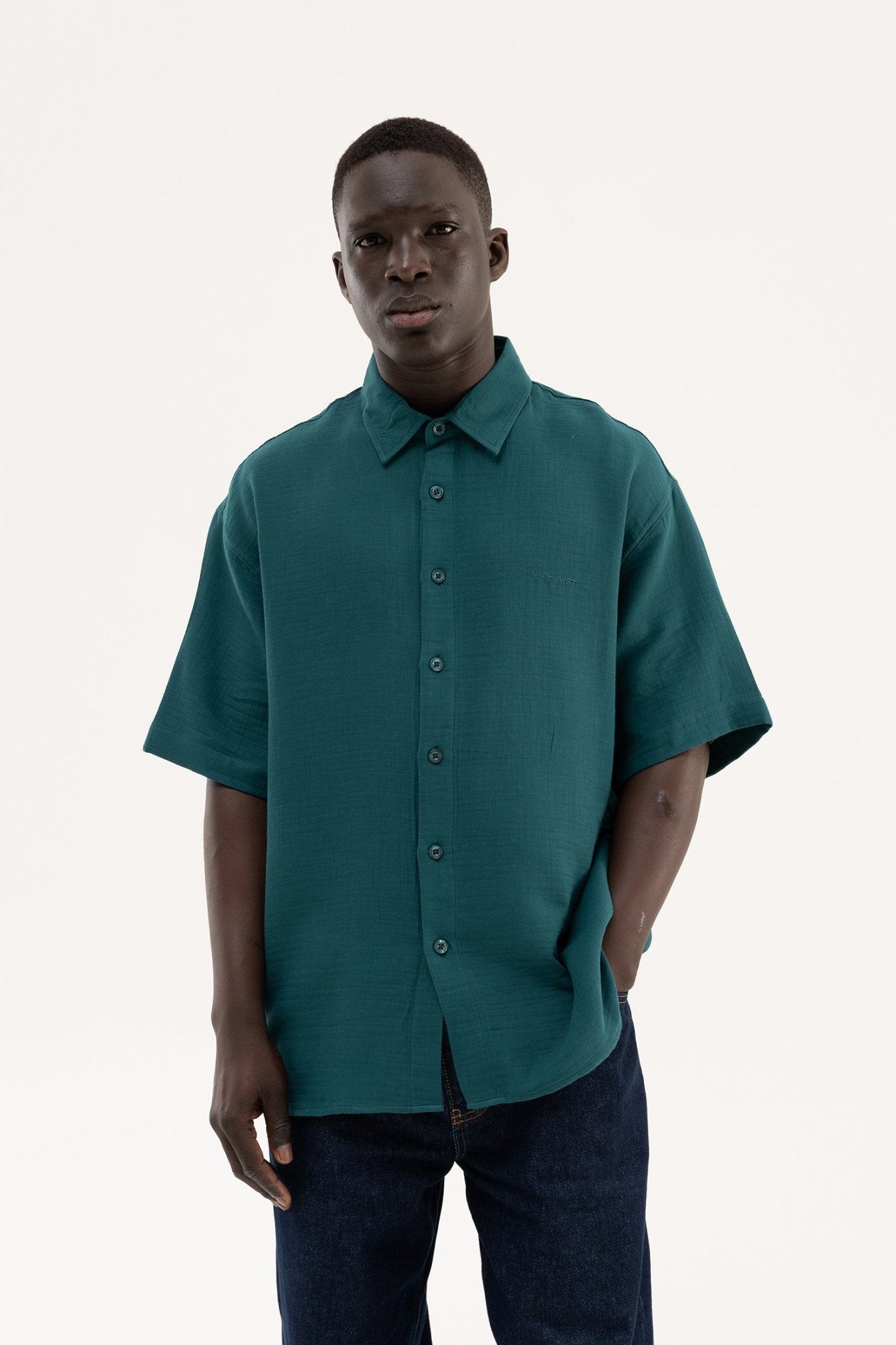 Erkek Basic Cotton Gömlek Yağ Yeşili