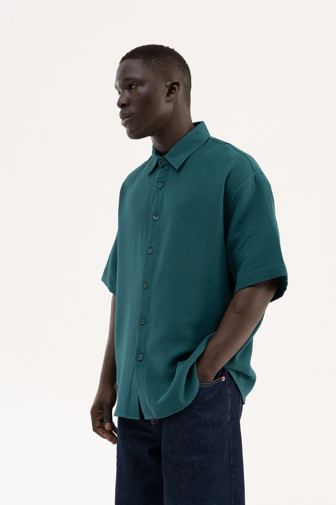 Erkek Basic Cotton Gömlek Yağ Yeşili