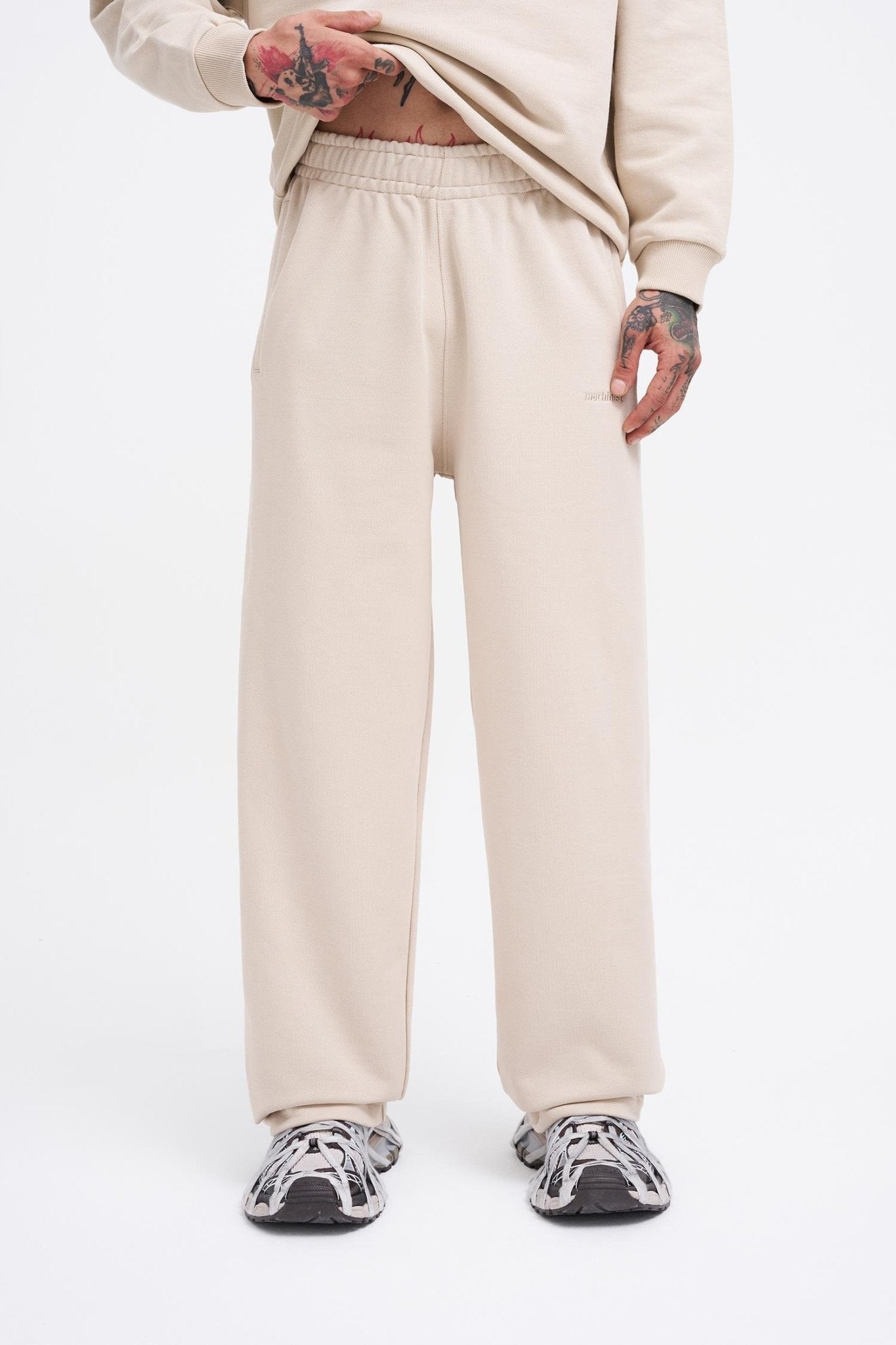 Erkek Basic Diagonal Baggy Eşofman Altı Açık Bej